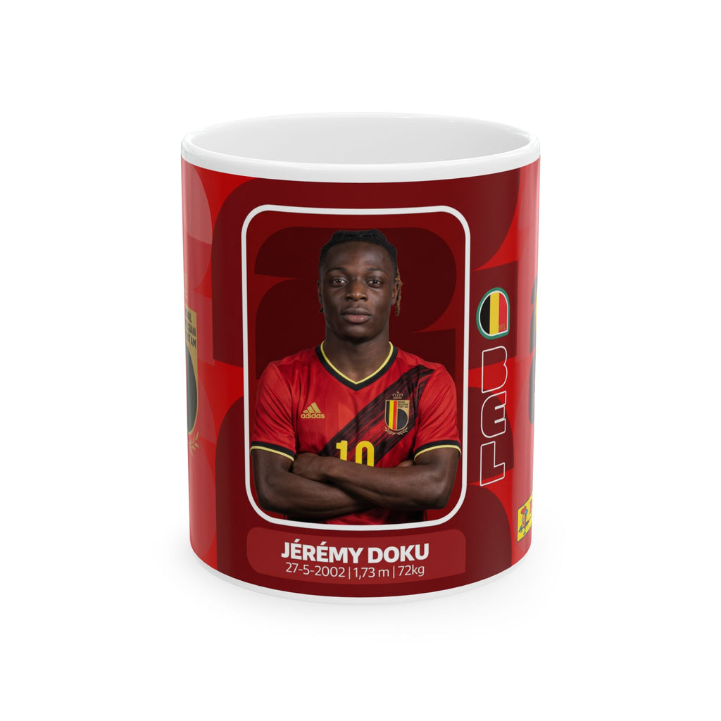 Belgium Soccer Player Jérémy Doku 11oz/15oz Ceramic Mug, World Cup 2026 Mugs