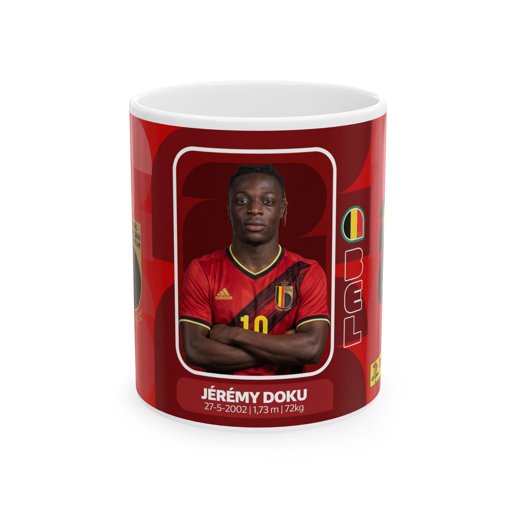 Belgium Soccer Player Jérémy Doku 11oz/15oz Ceramic Mug, World Cup 2026 Mugs