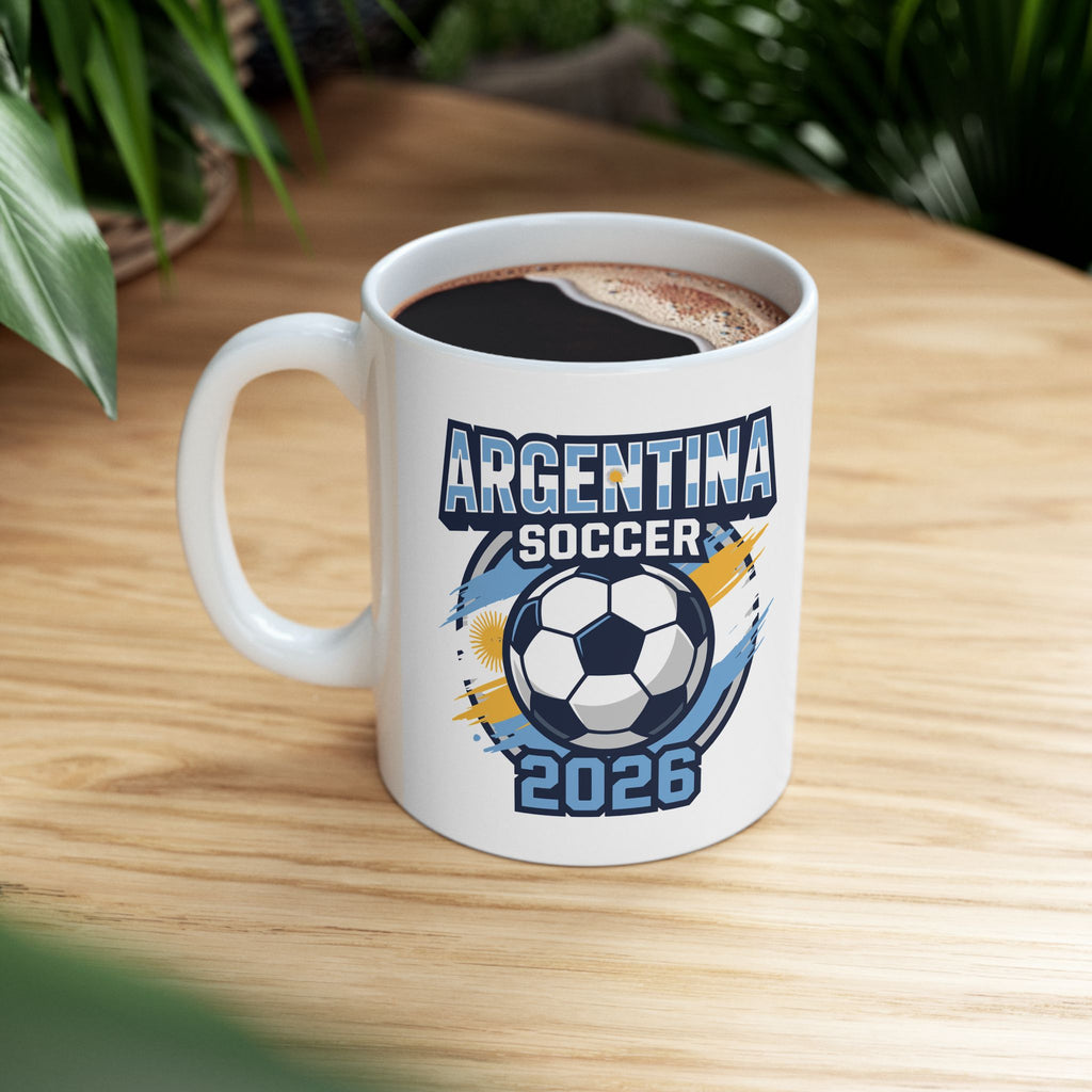 Argentina soccer mug, World Cup 2026 fan coffee cup, ceramic, 11oz and 15oz