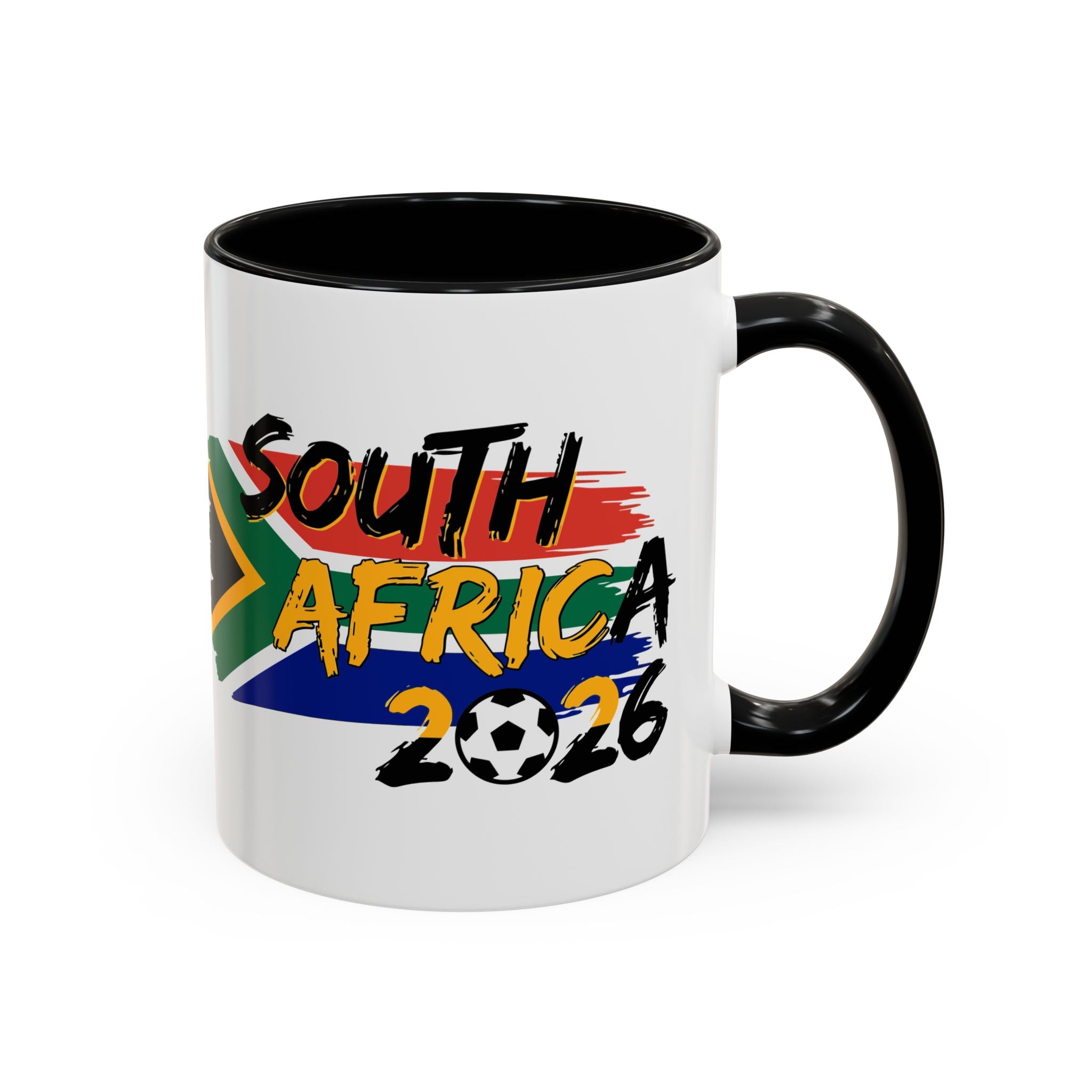 South Africa 2026 Soccer Flag Accent Coffee Mug | 11oz 15oz, Soccer World Cup 2026, Gift for Dad
