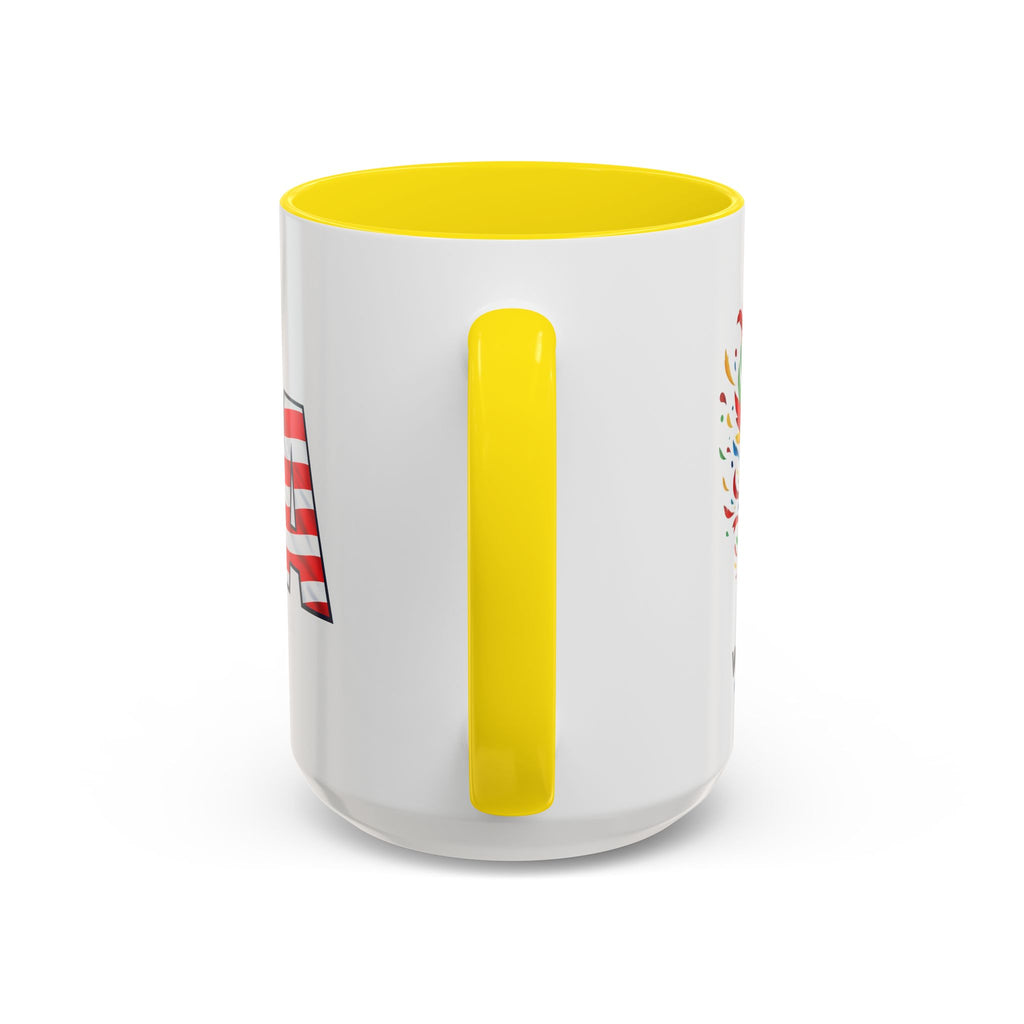 USA Flag Text Accent Coffee Mug | Patriotic American Stars Stripes Mug, Soccer World Cup 2026, Gifts for Dad
