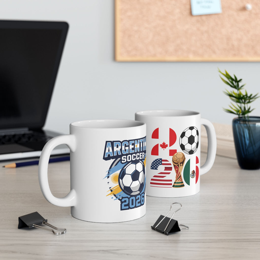 Argentina soccer mug, World Cup 2026 fan coffee cup, ceramic, 11oz and 15oz