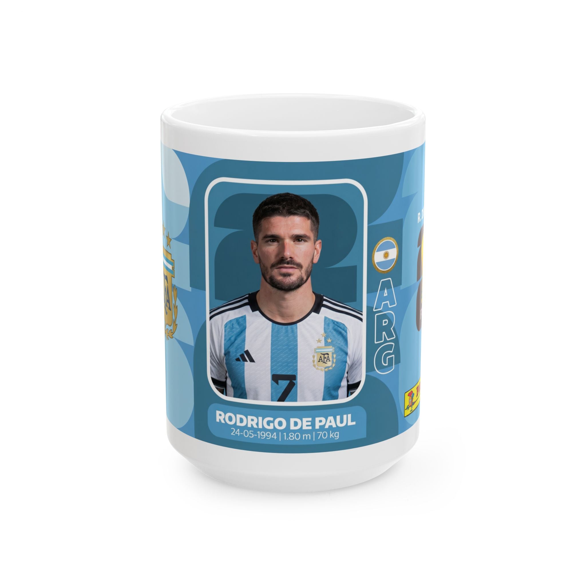 Argentina Soccer Player Rodrigo De Paul Mug — Coffee Cup (11oz/15oz), World Cup 2026 Mugs
