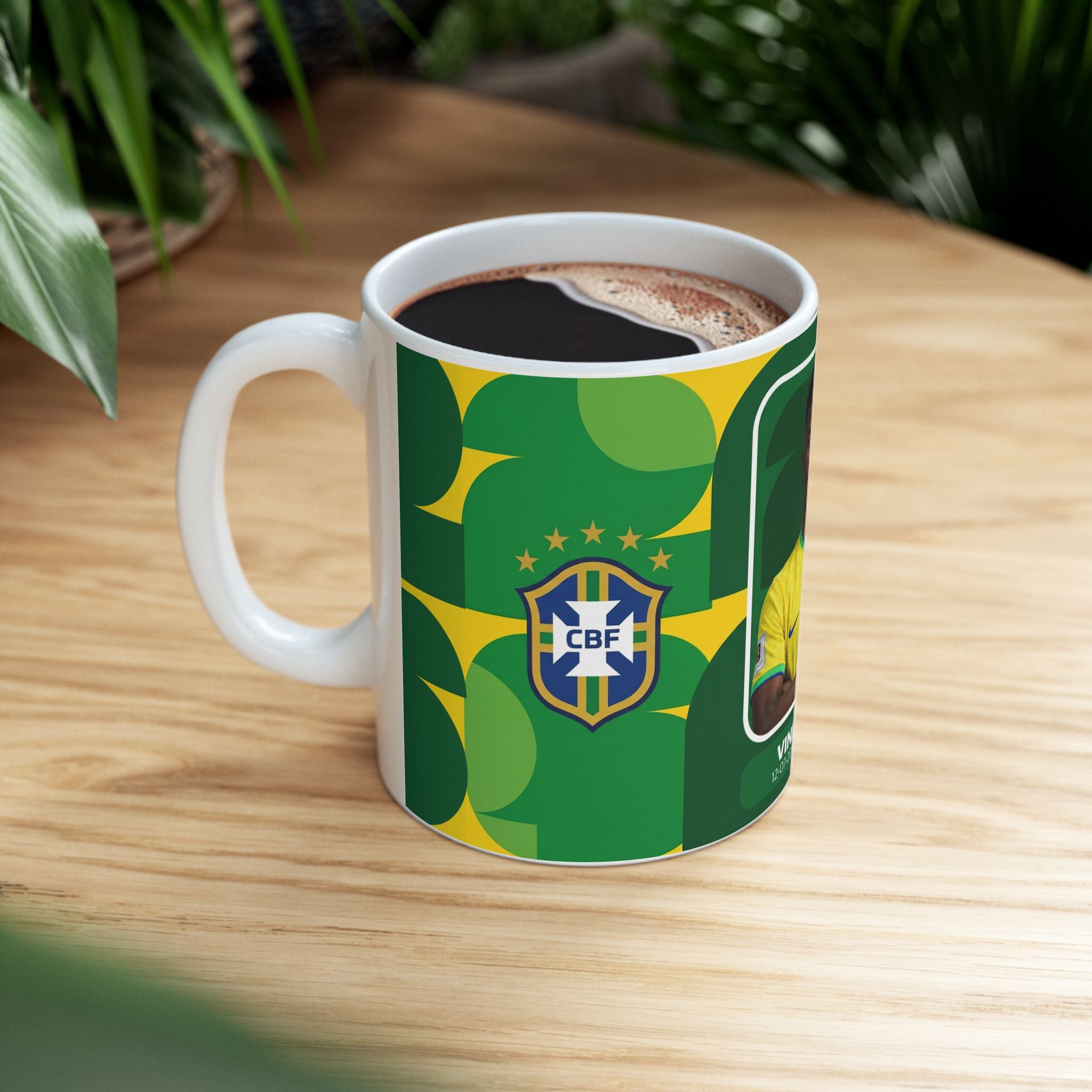 Brazil Vinicious Jr. Soccer Player Mug —  Coffee Cup (11oz/15oz), World Cup 2026 Mugs