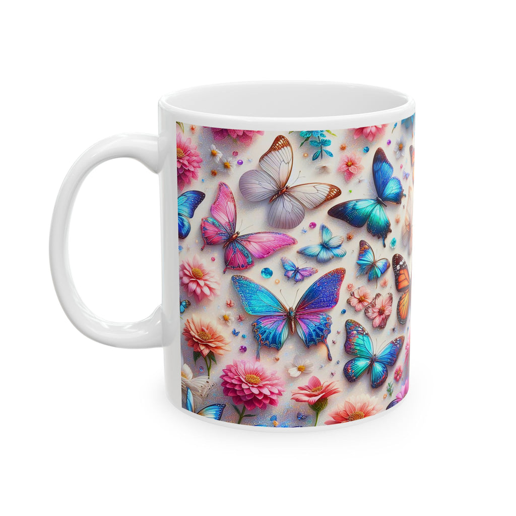 Colorful Butterfly Pattern Mug | Floral Kaleidoscope Ceramic Mug, Mother's Day Sale