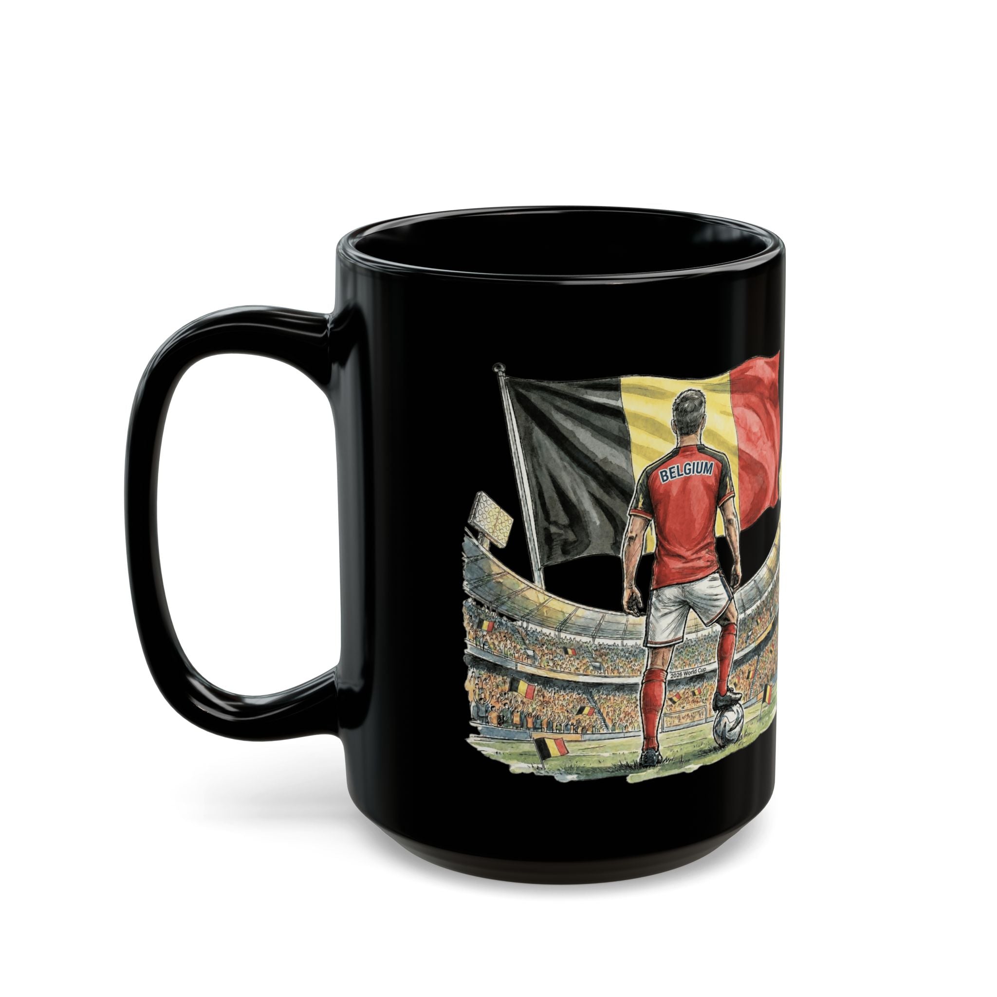 Belgium World Cup 2026 Mug | Black Ceramic Coffee Cup, Belgium Flag, Gift For Dad