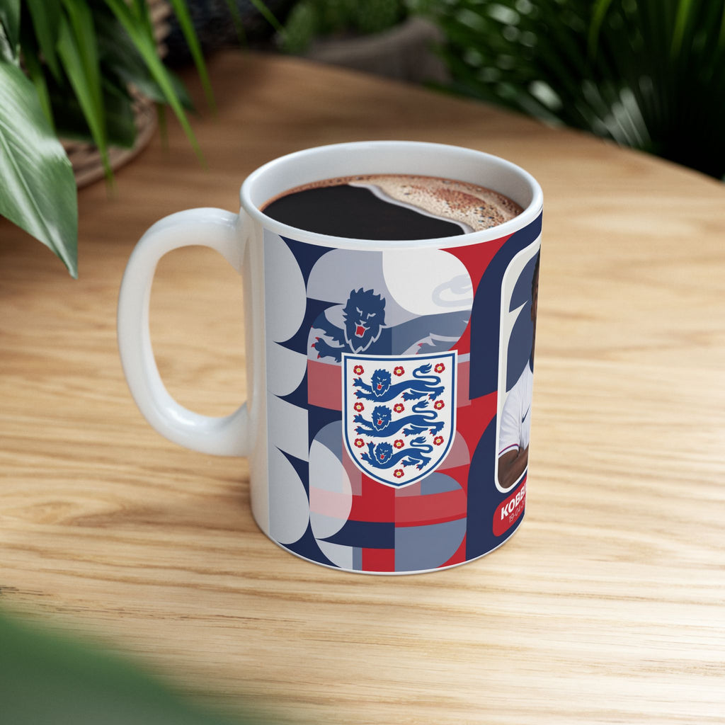 England Soccer Player KobbIe Mainoo Mug — Ceramic Coffee Cup (11oz/15oz), World Cup 2026 Mugs