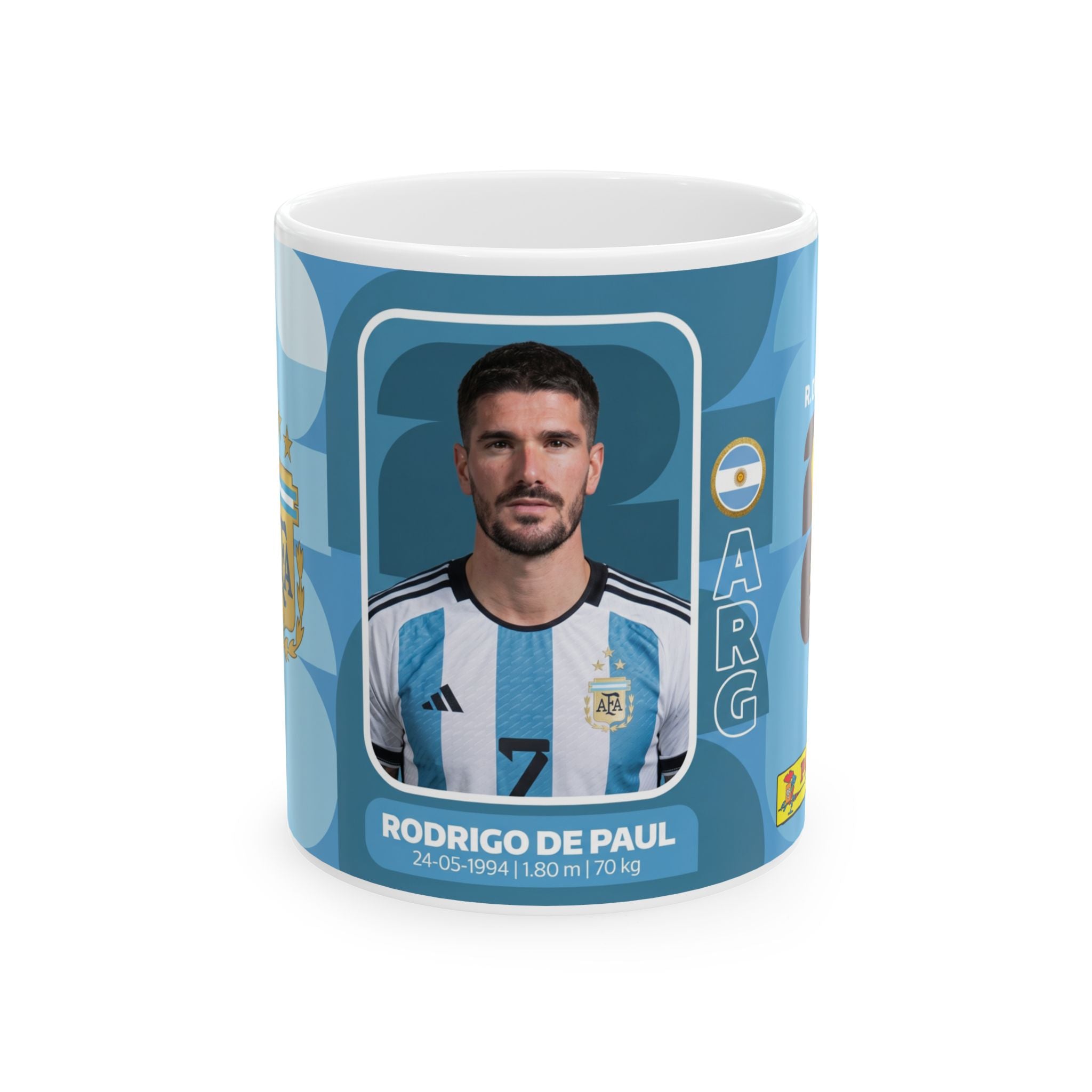 Argentina Soccer Player Rodrigo De Paul Mug — Coffee Cup (11oz/15oz), World Cup 2026 Mugs