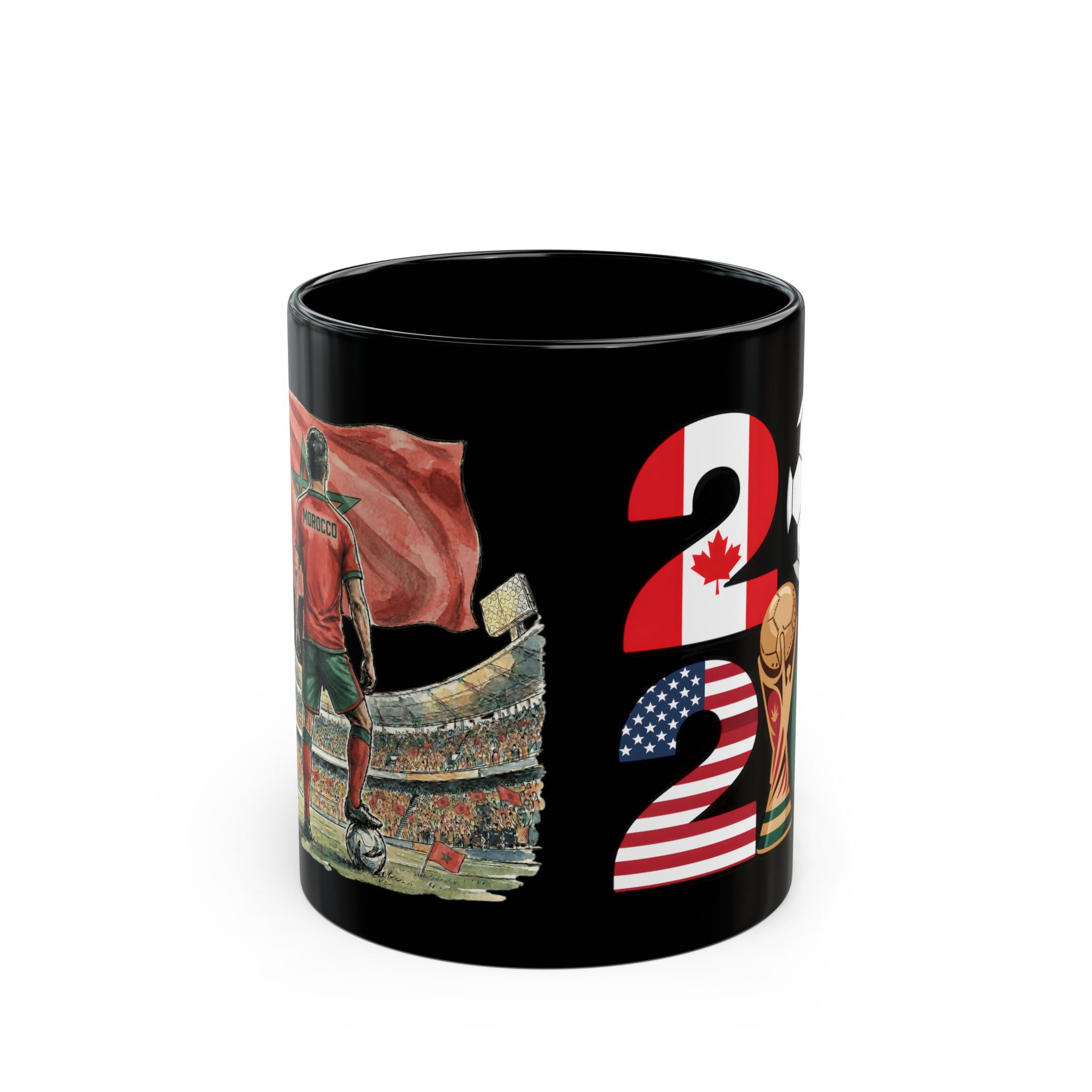 Morocco World Cup 2026 Soccer Mug | Black Ceramic Cup, Gift For Dad