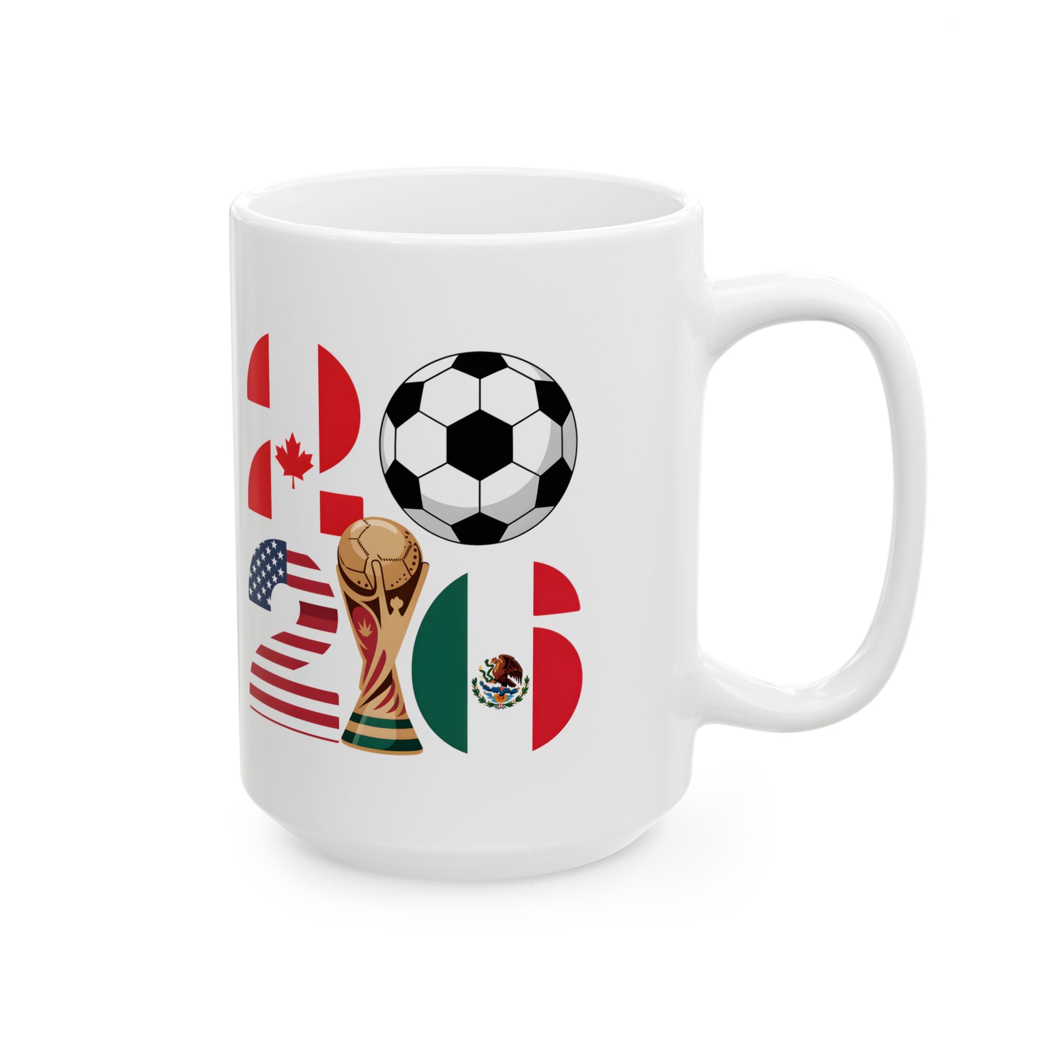 Paraguay Soccer Fans Mug | Soccer Ball Crest Ceramic Mug, World Cup 2026 Coffee Mugs, Panama Flag