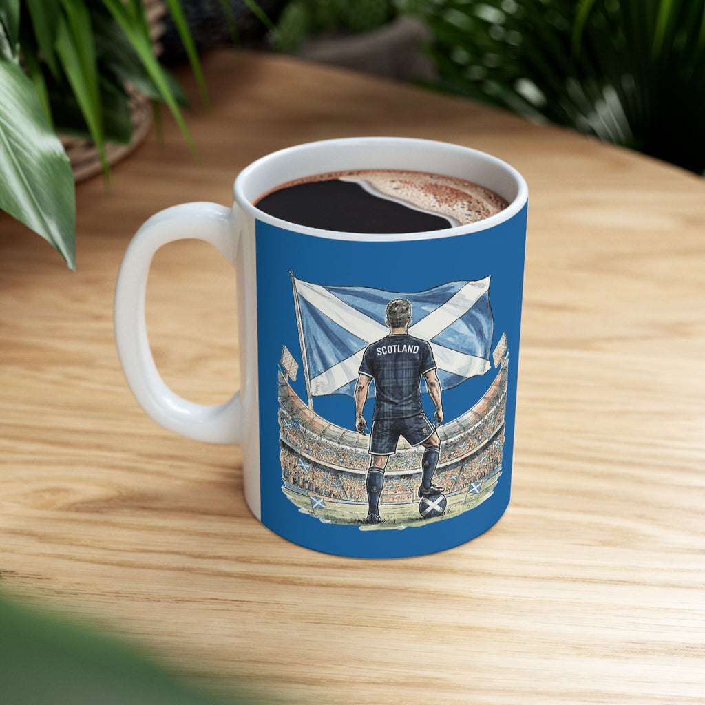 Scotland World Cup 2026 Mug, Blue Ceramic Cup, Scotland Flag, Soccer Fan Gift