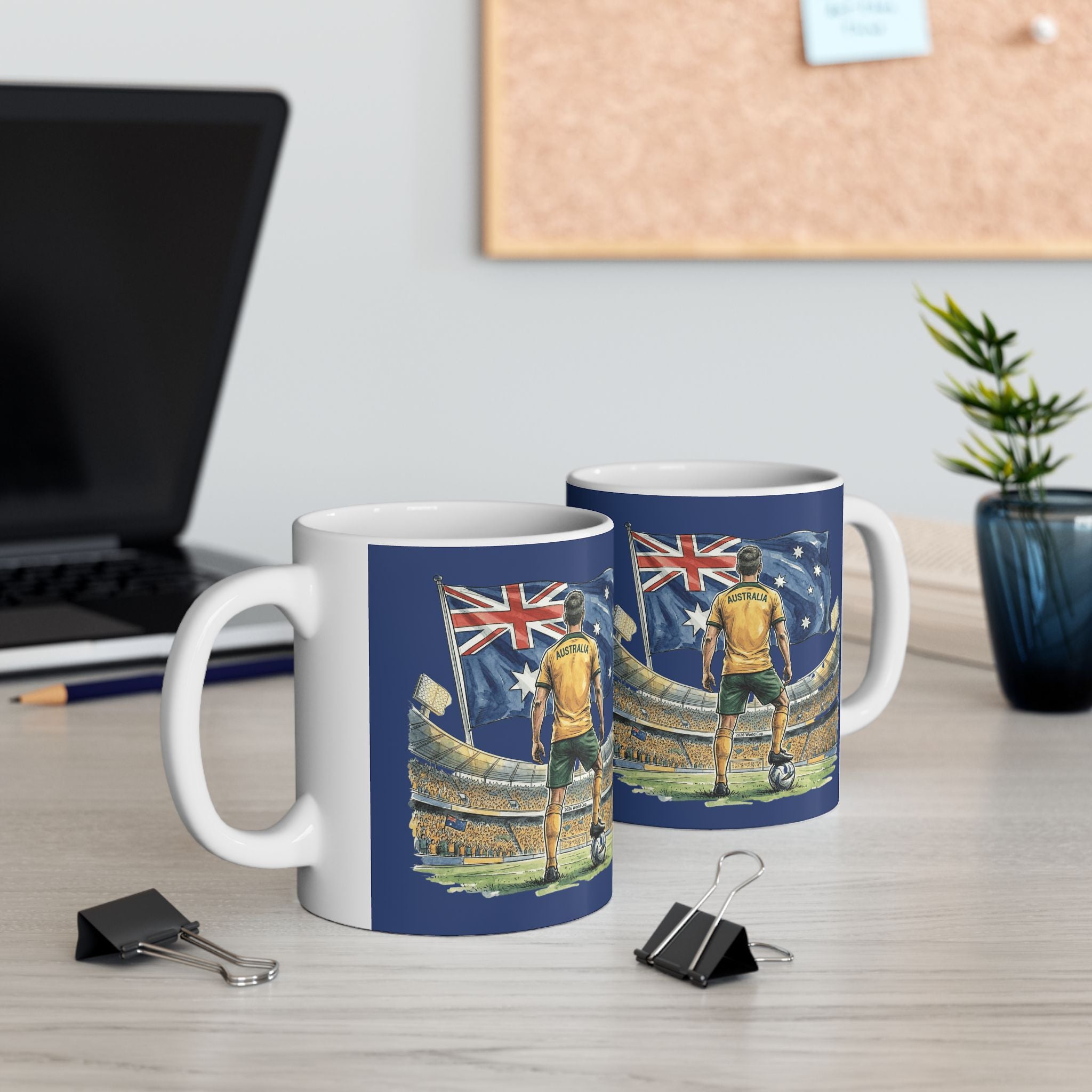 Australian Cricket Stadium Illustration Mug,  Flag & Crowd Ceramic Mug, World Cup 2026
