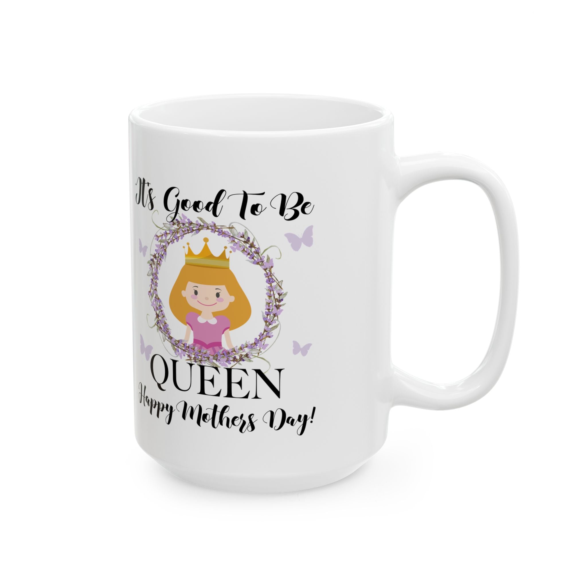 Queen Illustration Mug, Mother's Day Floral Crown, Ceramic Mug, Gift For Mom