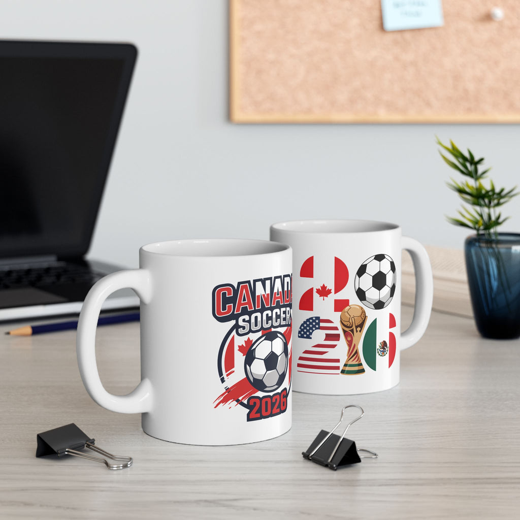 Canada Soccer Team Mug | Canada Flag Soccer Coffee Cup, World Cup 2026 Ceramic Mugs