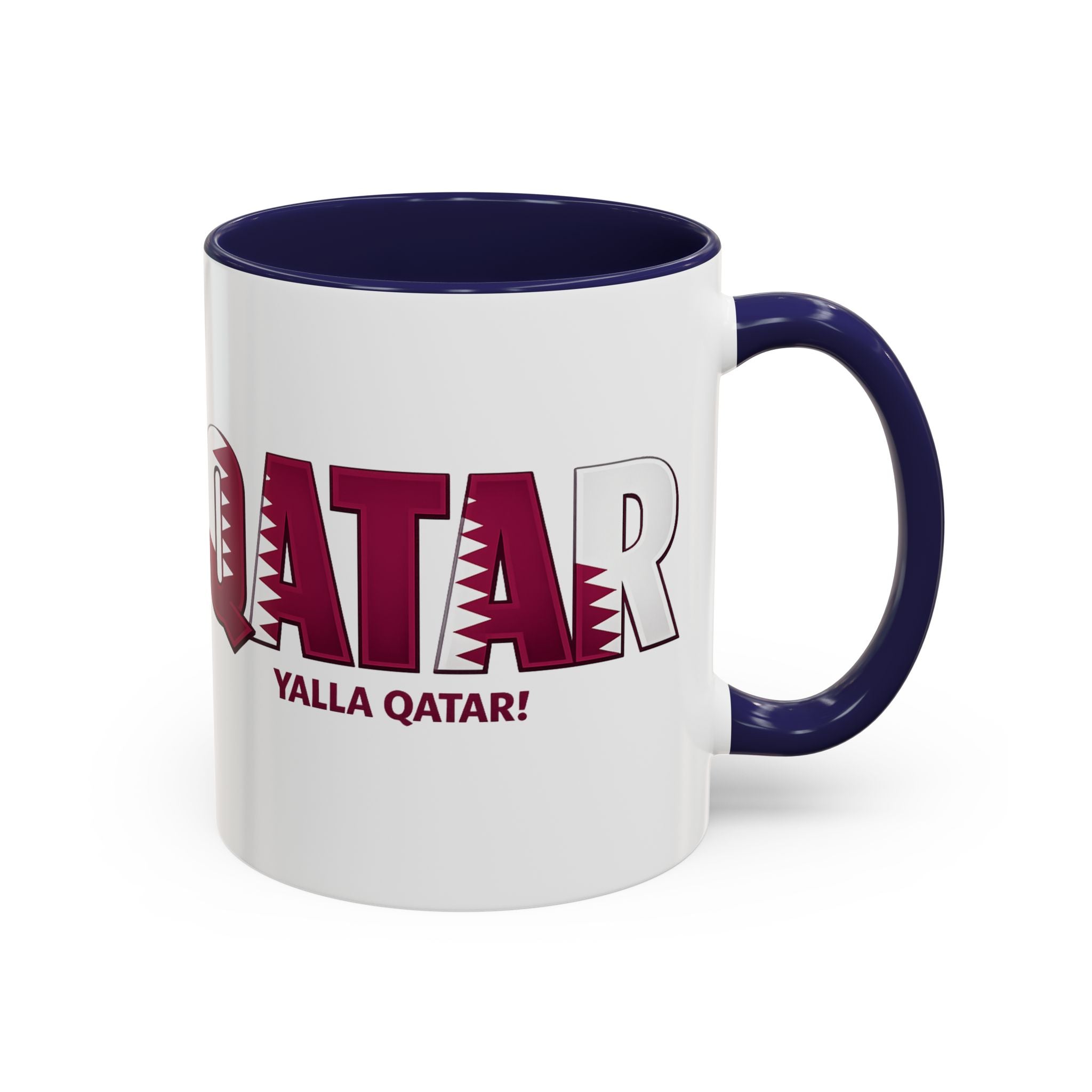 QATAR Yalla Qatar! Accent Coffee Mug | 11oz 15oz, Soccer World Cup 2026, Gifts for Dad