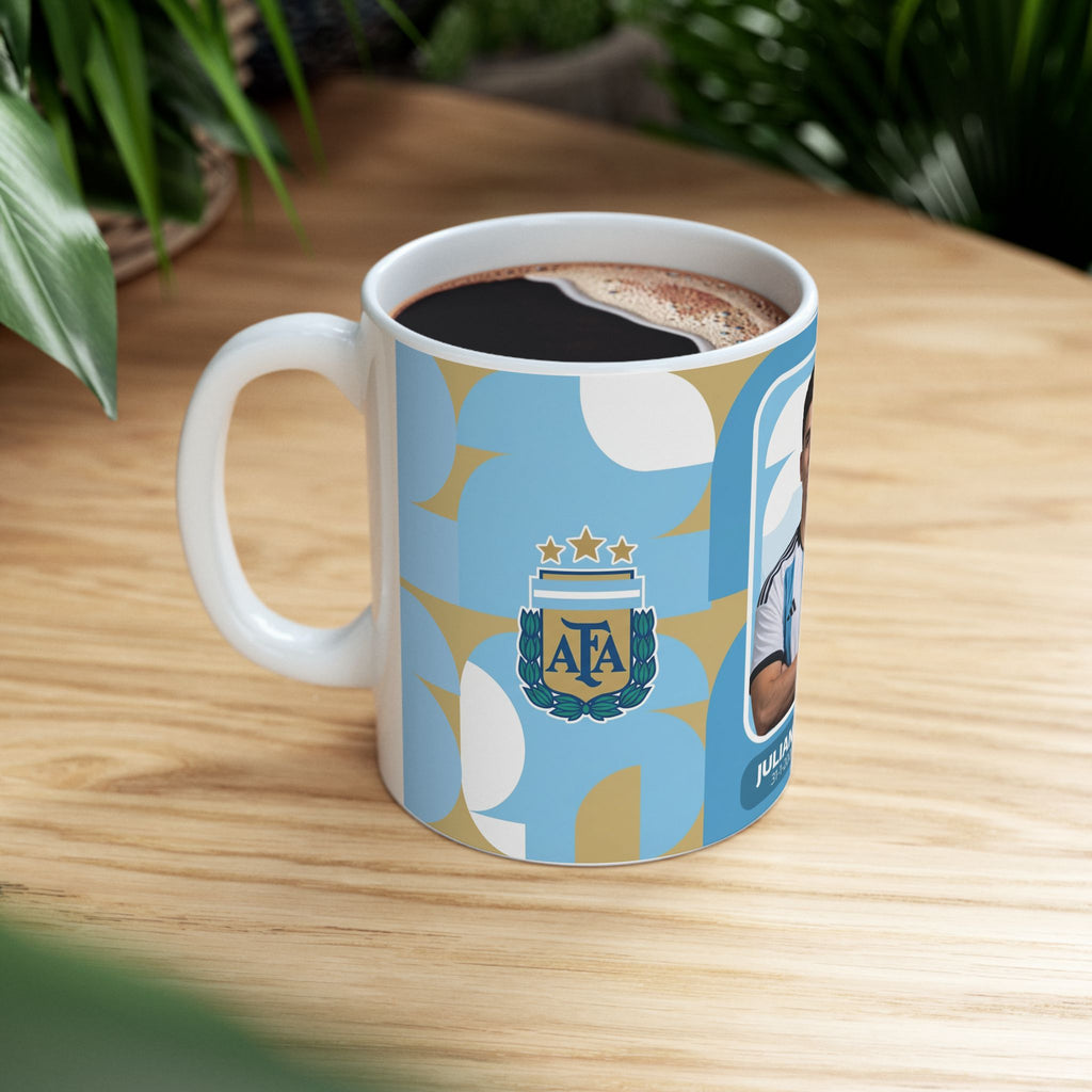 Argentina Soccer Player Julian Alvarez Mug — Ceramic Coffee Cup (11oz/15oz), World Cup 2026 Mugs