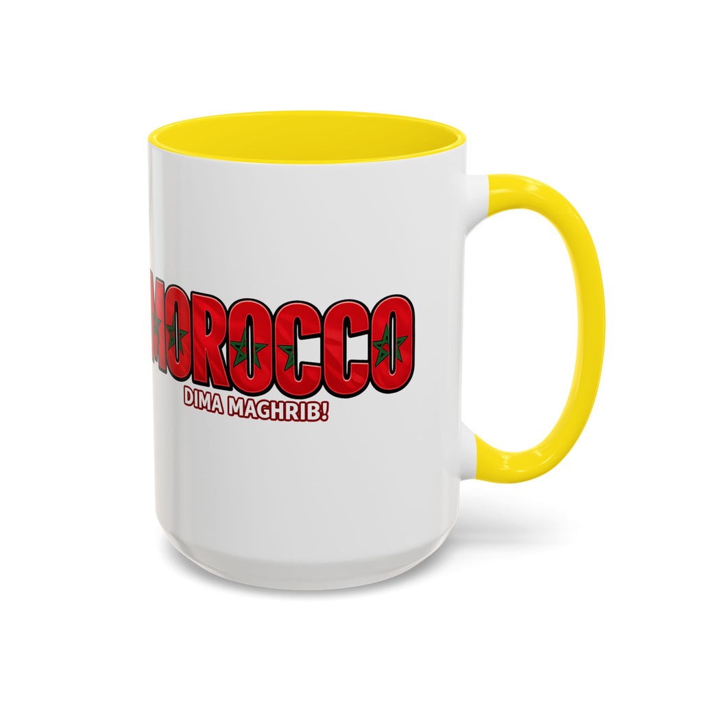 Morocco Flag Text Coffee Mug | Accent Coffee Mug (11, 15oz), World Cup 2026, Gifts for Dad