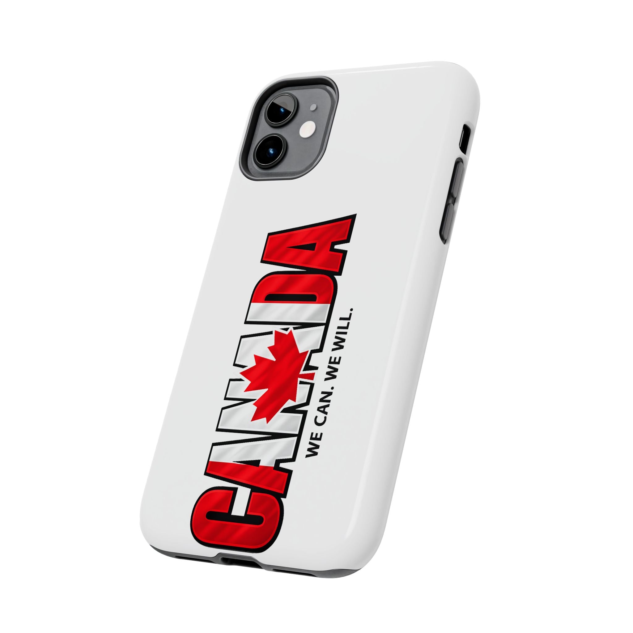 Canada Maple Leaf Phone Case | Canada text with red leaf, we can we will, Protective, Glossy, World Cup 2026