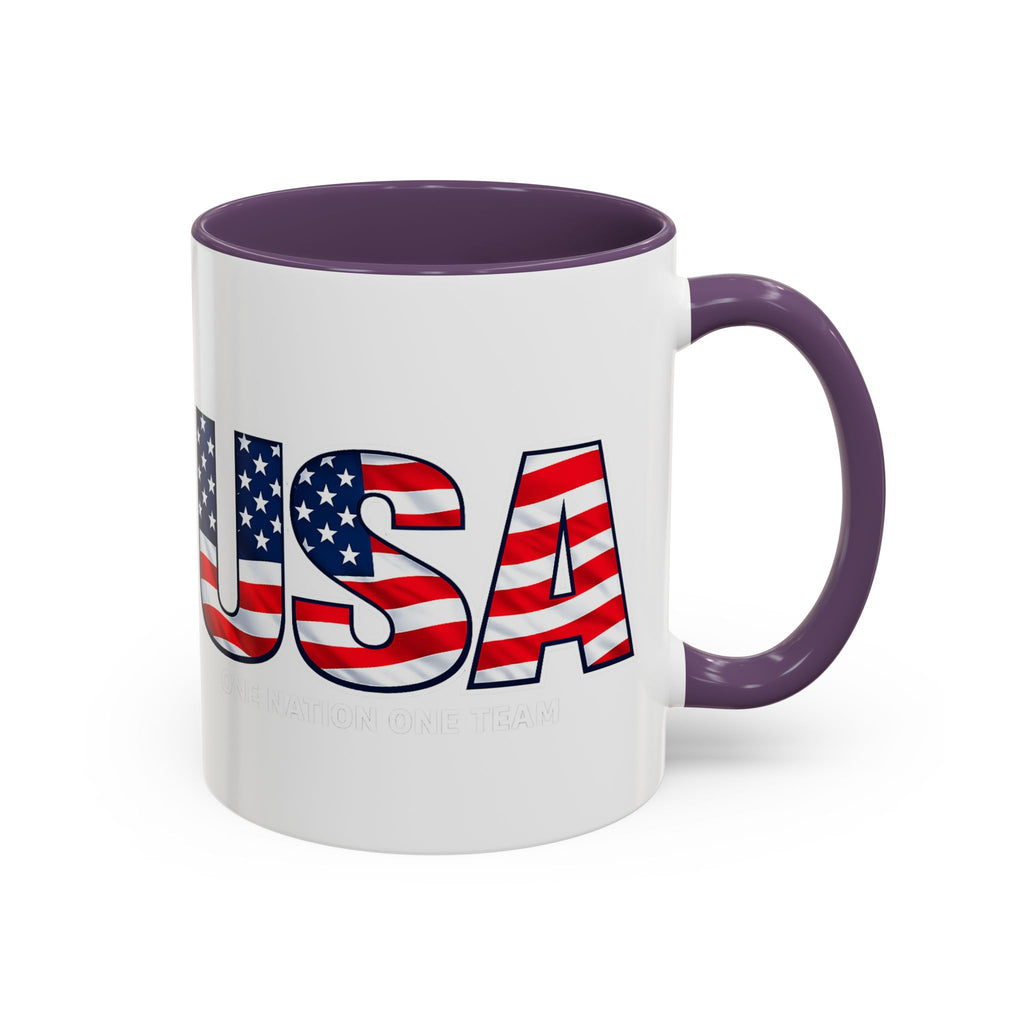 USA Flag Text Accent Coffee Mug | Patriotic American Stars Stripes Mug, Soccer World Cup 2026, Gifts for Dad