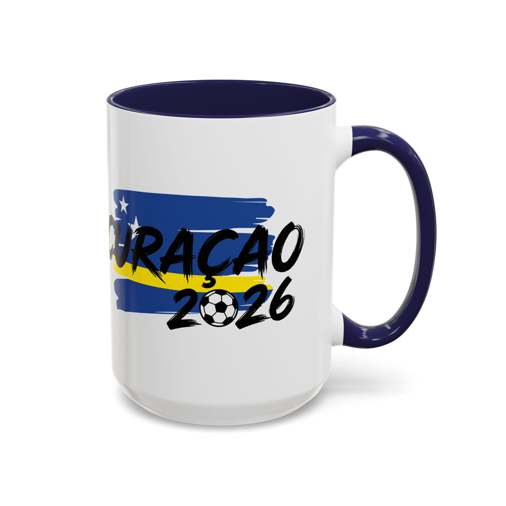 Curaçao 2026 Soccer Flag Accent Coffee Mug | 11oz 15oz,Soccer World Cup 2026, Gift For Dad