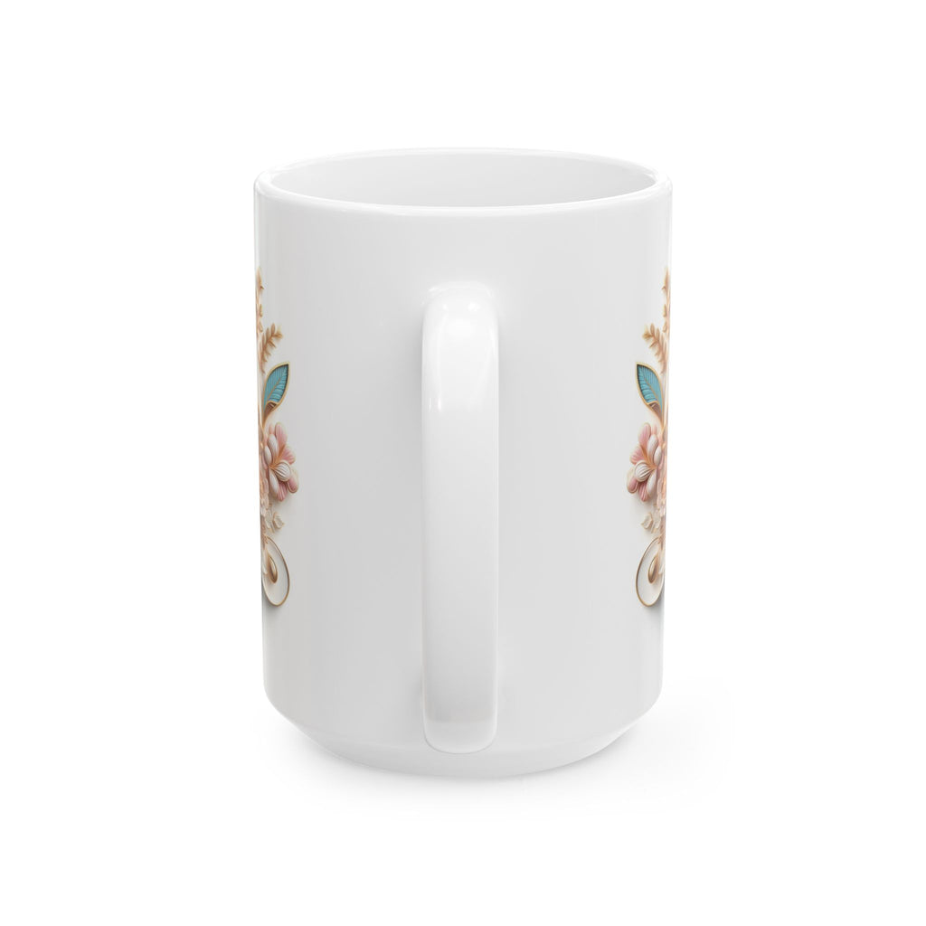 Vintage Floral Design Mug | Ceramic Coffee Cup, Mother's Day Sale