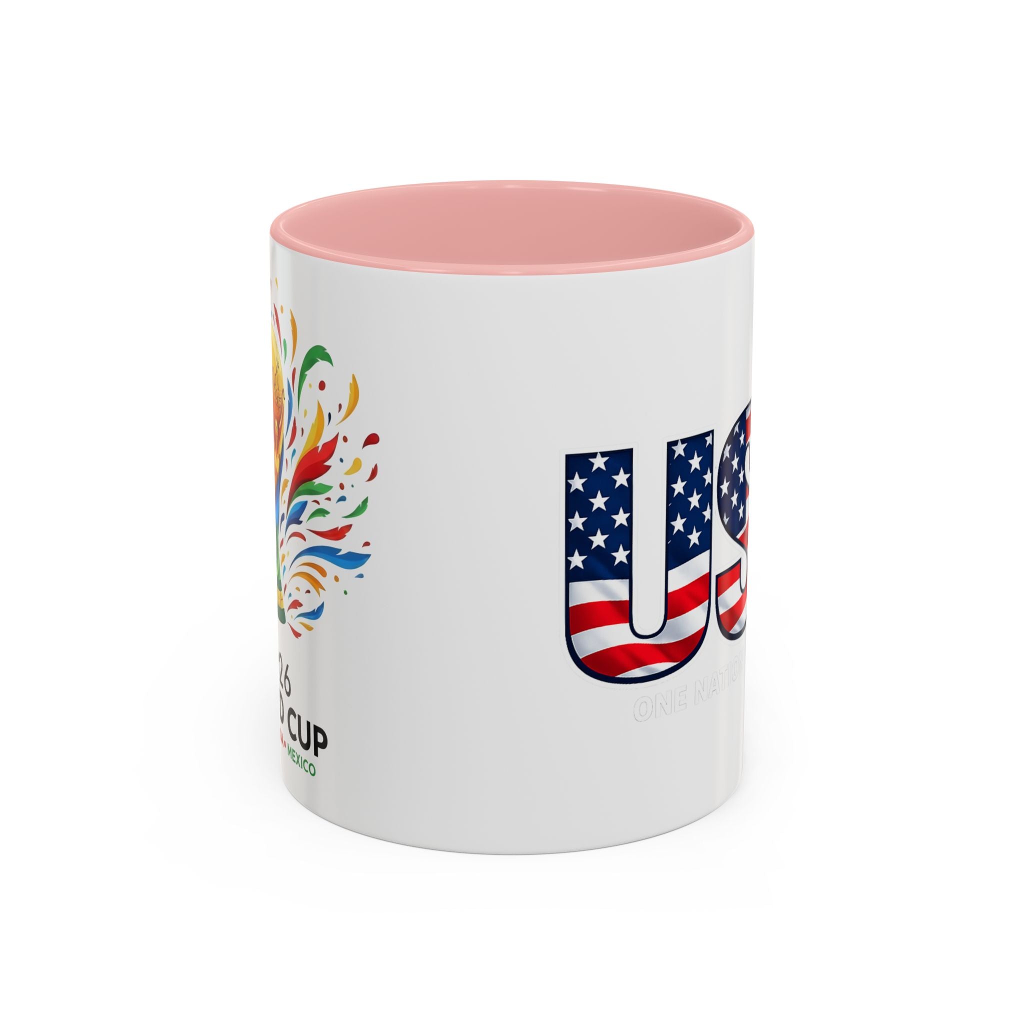 USA Flag Text Accent Coffee Mug | Patriotic American Stars Stripes Mug, Soccer World Cup 2026, Gifts for Dad