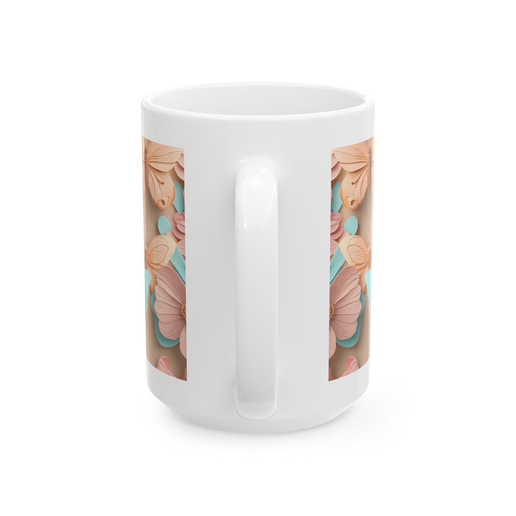 Teal and Peach Butterfly Pattern Mug | Ceramic Mug Coffee Cup, Mother's Day Sale