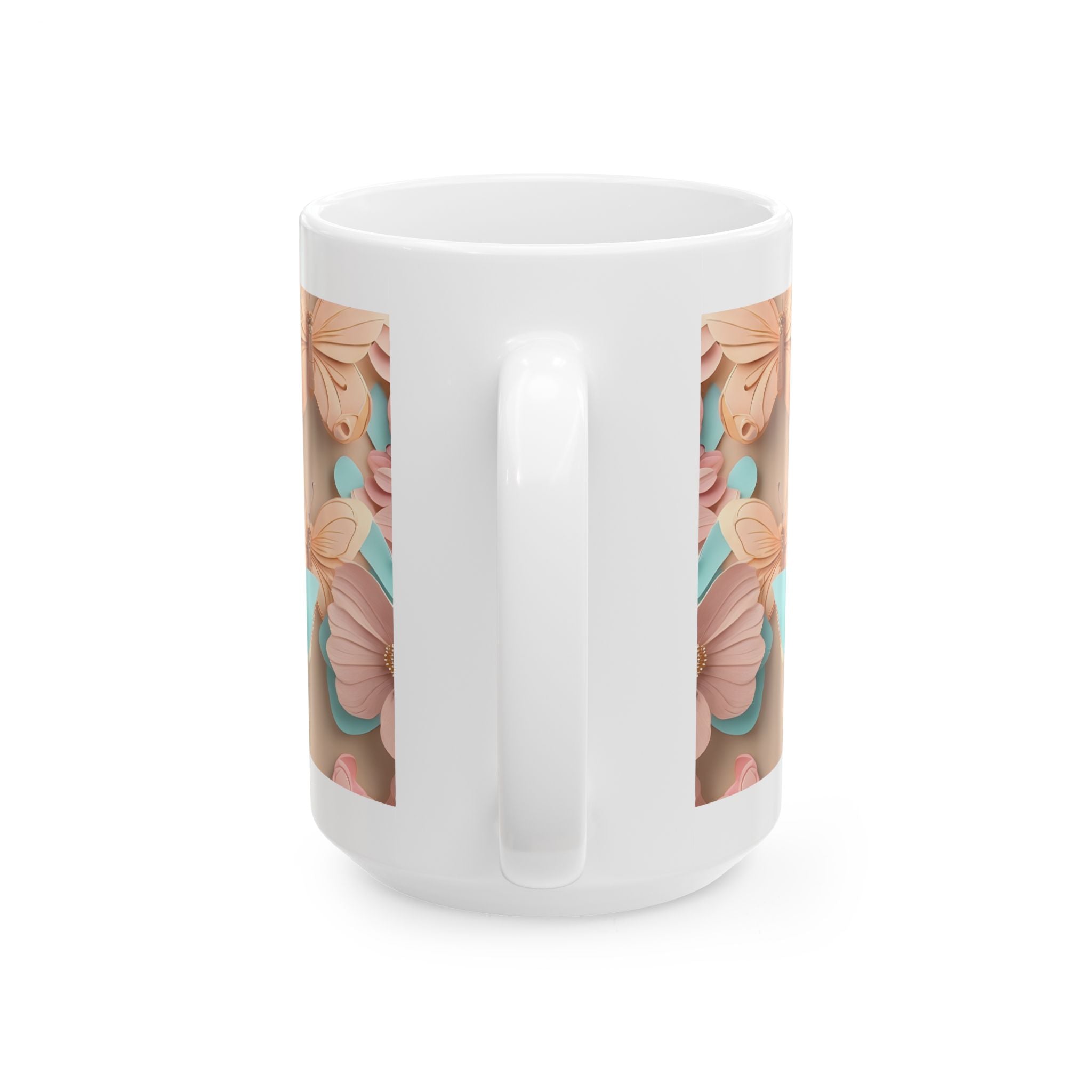 Teal and Peach Butterfly Pattern Mug | Ceramic Mug Coffee Cup, Mother's Day Sale