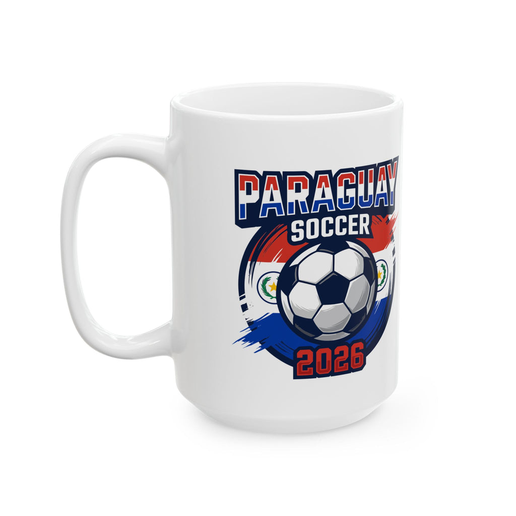 Paraguay Soccer Fans Mug | Soccer Ball Crest Ceramic Mug, World Cup 2026 Coffee Mugs, Panama Flag