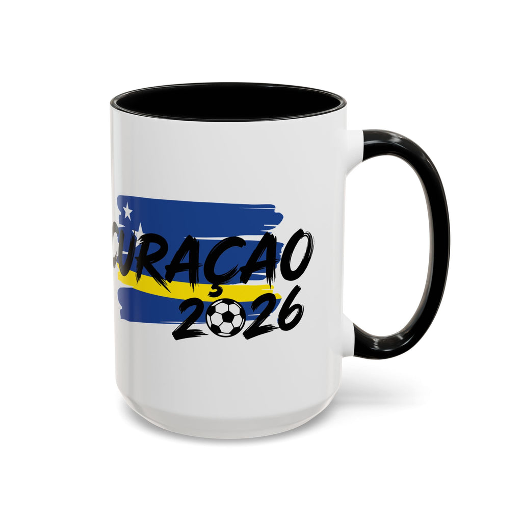 Curaçao 2026 Soccer Flag Accent Coffee Mug | 11oz 15oz,Soccer World Cup 2026, Gift For Dad