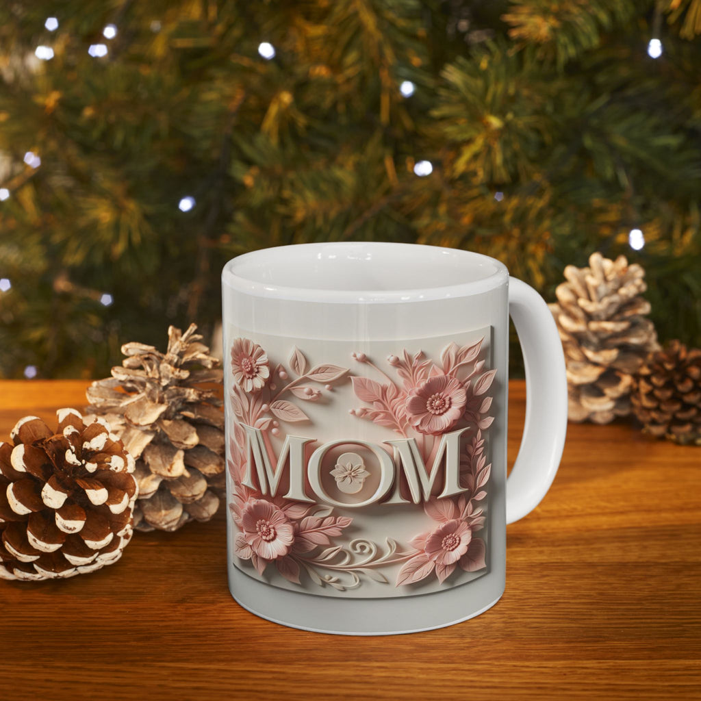 Floral 3D Mom Coffee Cup, Ceramic Mug, Mother's Day Sale