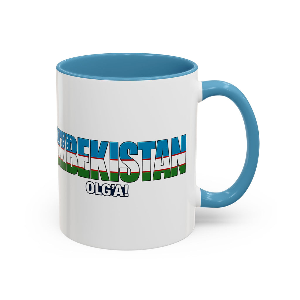 Uzbekistan Flag Typography Coffee Mug | Accent 11oz/15oz, Soccer World Cup 2026, Gift for Dad