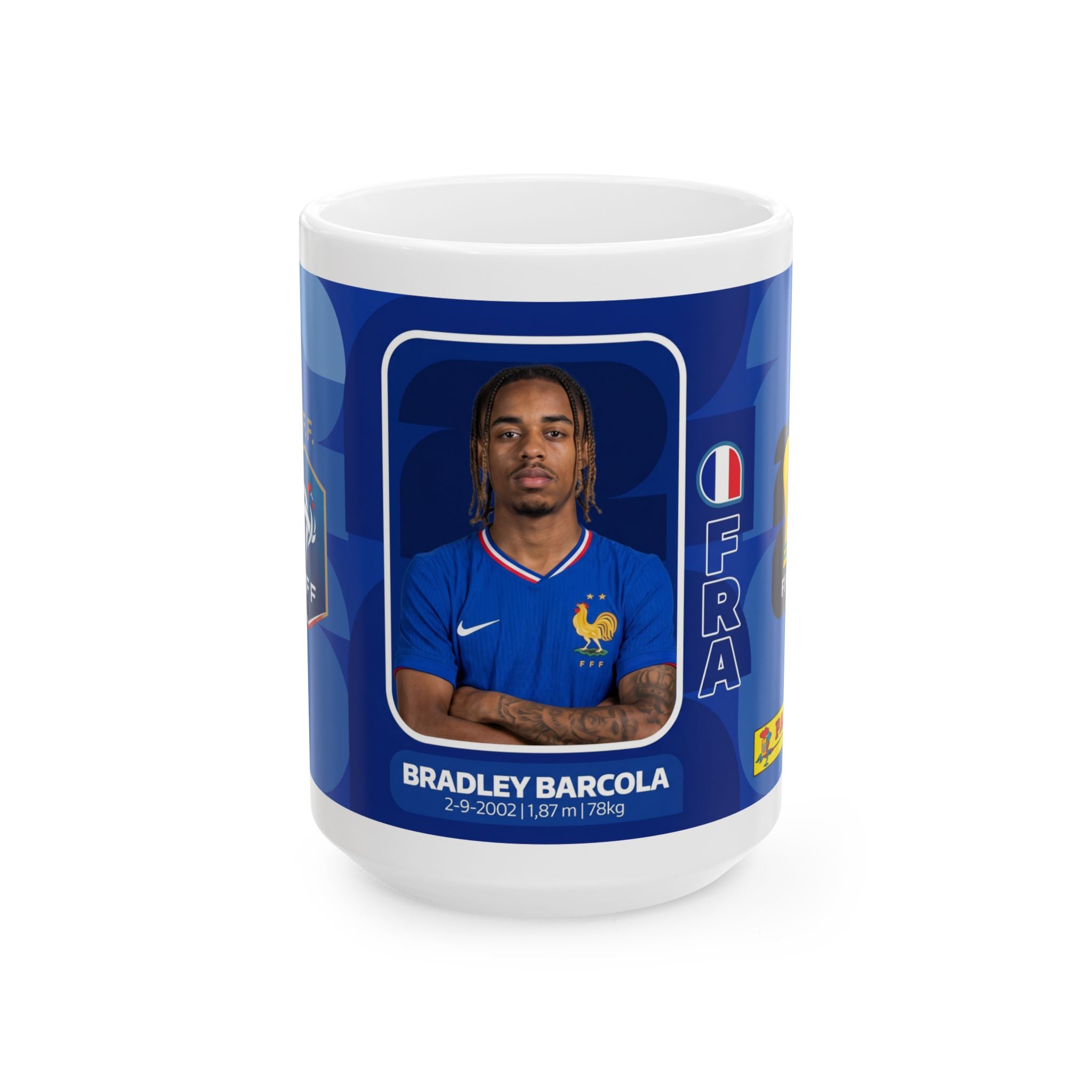 France Bradley Barcola Soccer Player Mug – Ceramic Coffee Cup (11oz/15oz), World Cup 2026 Mugs