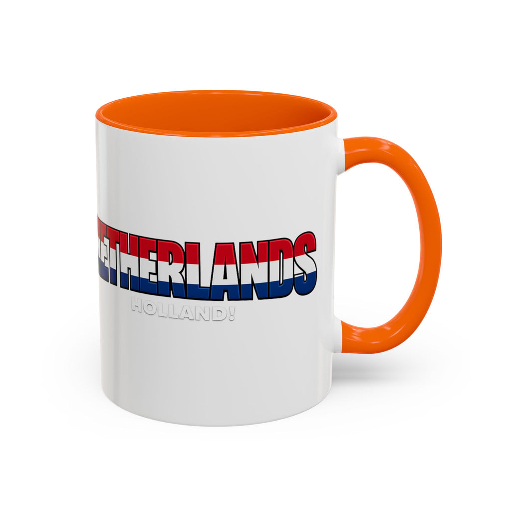 Netherlands Flag Text Coffee Mug | Accent 11oz 15oz, World Cup 2026, Gift for Dad