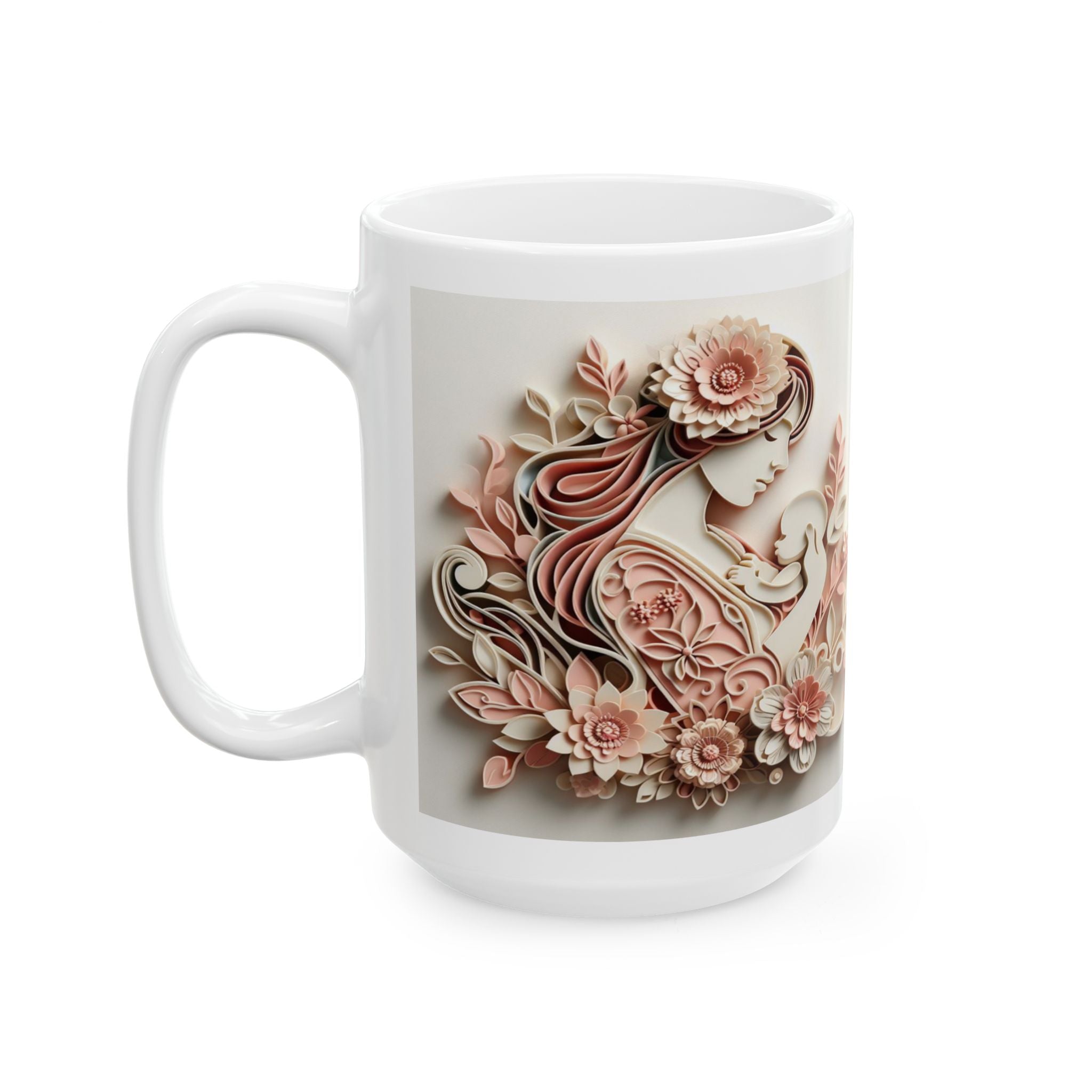 Floral 3D Mom Coffee Cup, Ceramic Mug, Mother's Day Sale