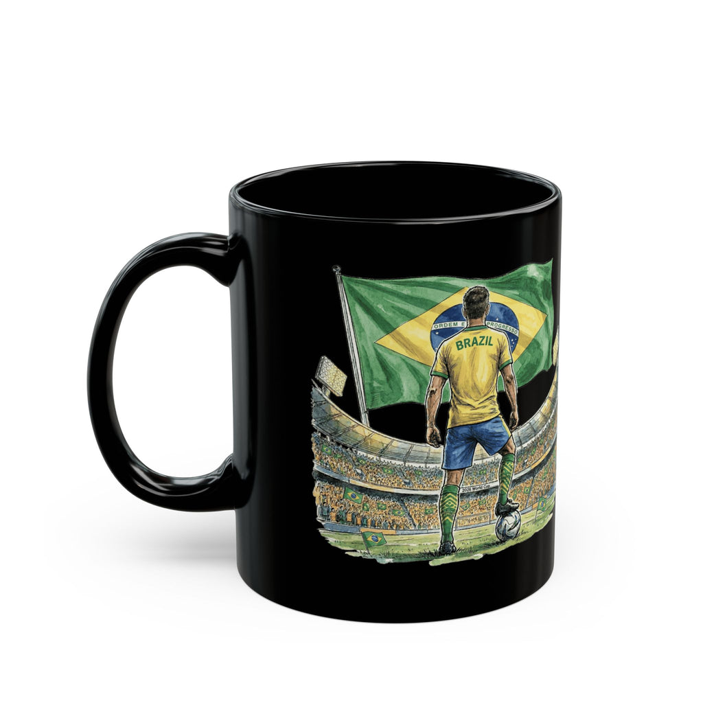 Brasil Soccer World Cup Mug | Black Ceramic Coffee Mug, Gift for Dad