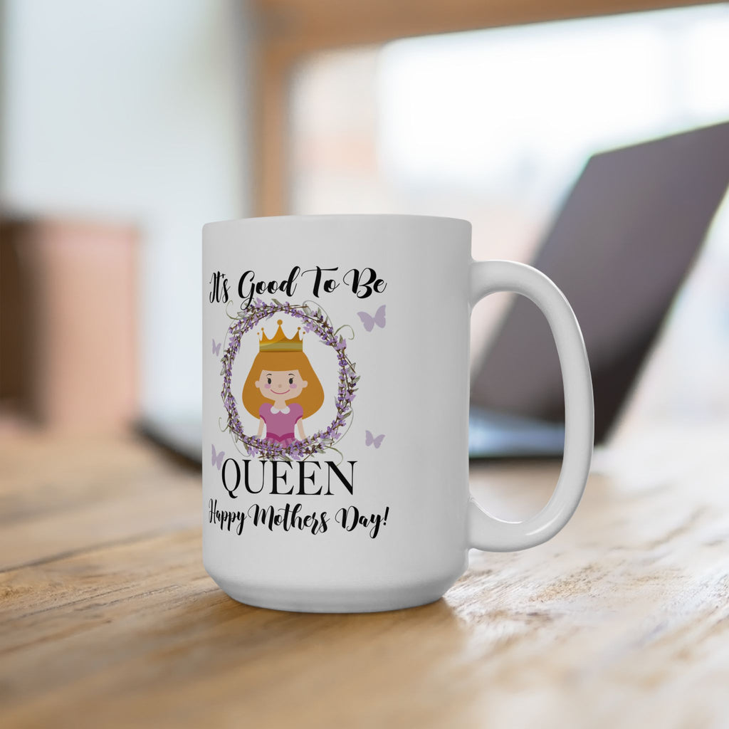 Queen Illustration Mug, Mother's Day Floral Crown, Ceramic Mug, Gift For Mom