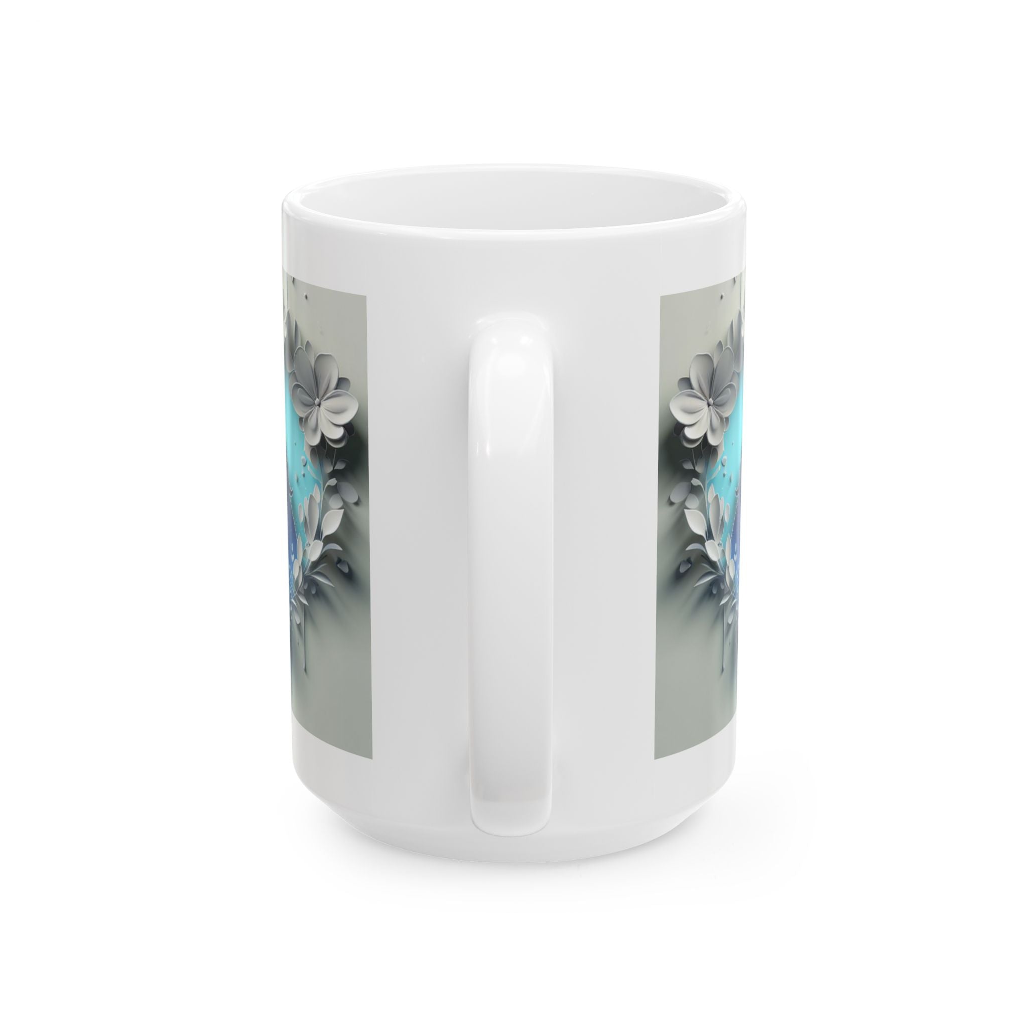 Silhouette Moon Scene Mug | Blue Night Sky, Floral Wreath Ceramic Mug, Mother's Day Sale