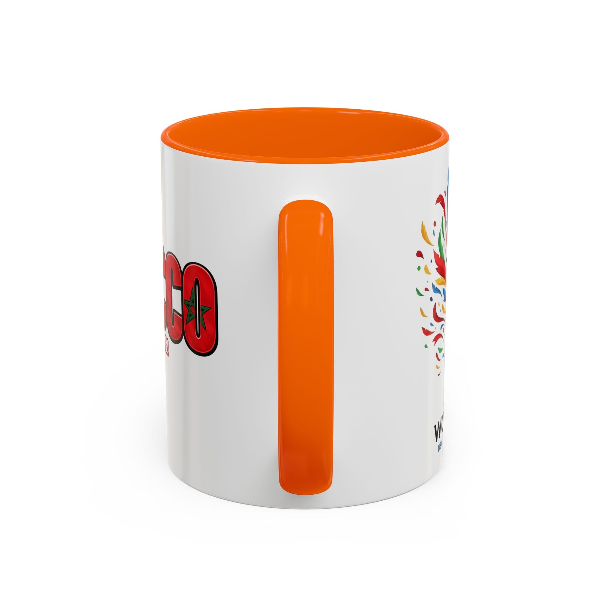 Morocco Flag Text Coffee Mug | Accent Coffee Mug (11, 15oz), World Cup 2026, Gifts for Dad