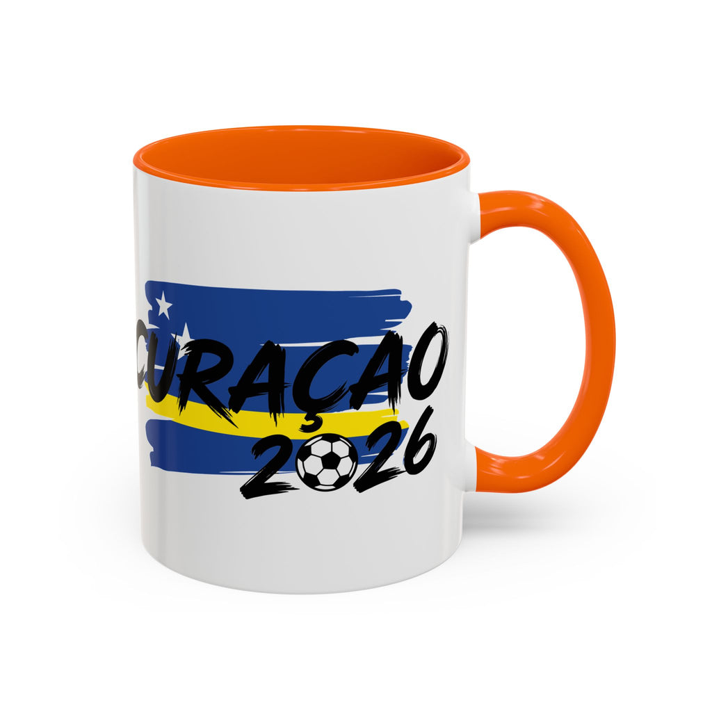 Curaçao 2026 Soccer Flag Accent Coffee Mug | 11oz 15oz,Soccer World Cup 2026, Gift For Dad