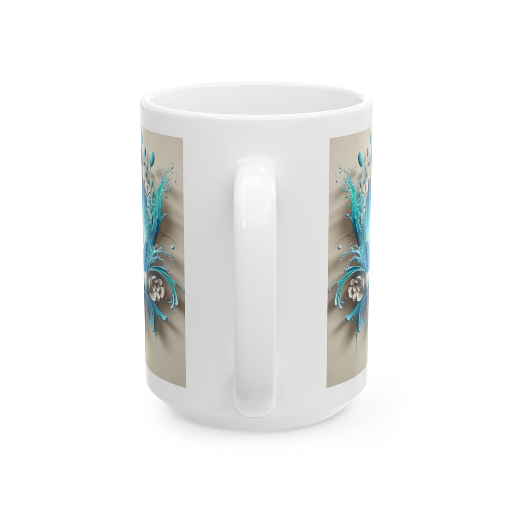 Teal Floral Heart Mug | Ceramic Coffee Cup, Mother's Day Sale