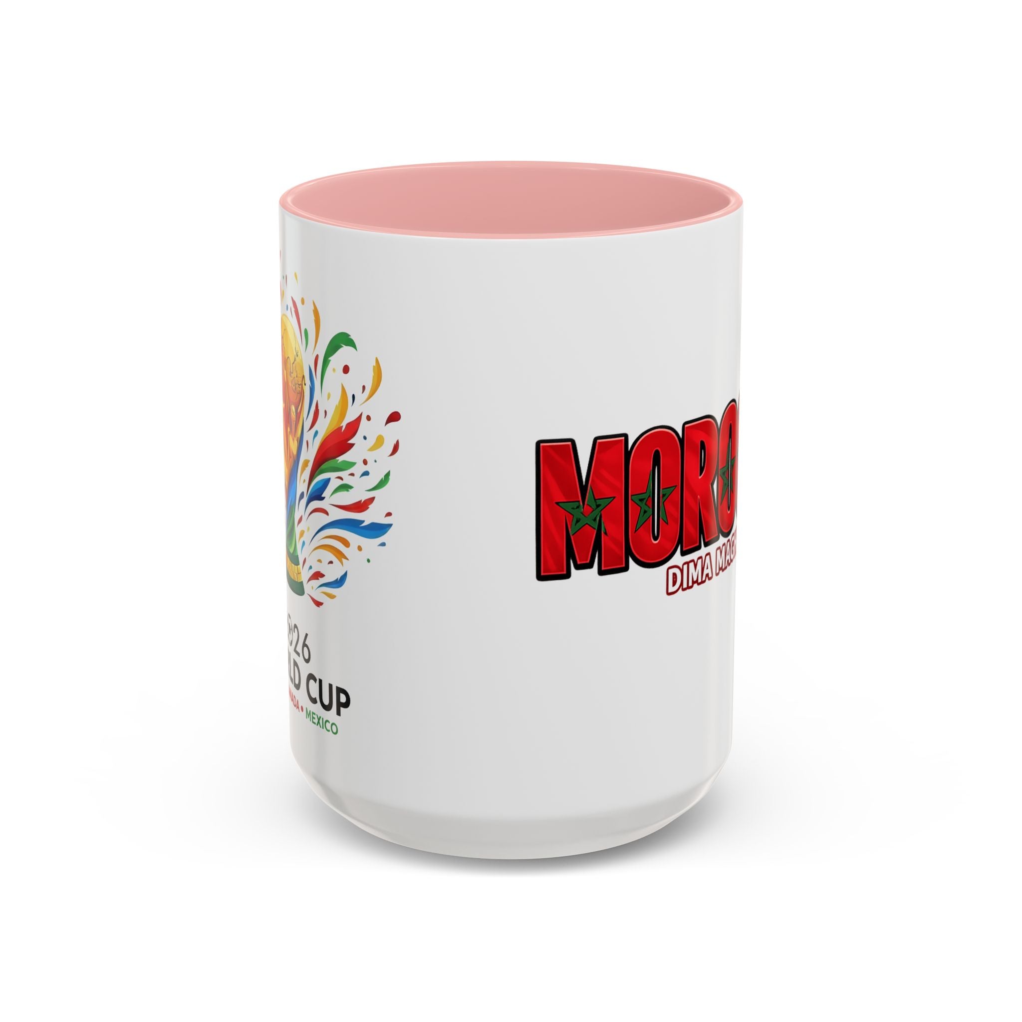 Morocco Flag Text Coffee Mug | Accent Coffee Mug (11, 15oz), World Cup 2026, Gifts for Dad
