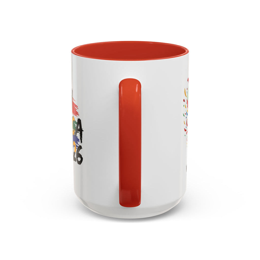 South Africa 2026 Soccer Flag Accent Coffee Mug | 11oz 15oz, Soccer World Cup 2026, Gift for Dad