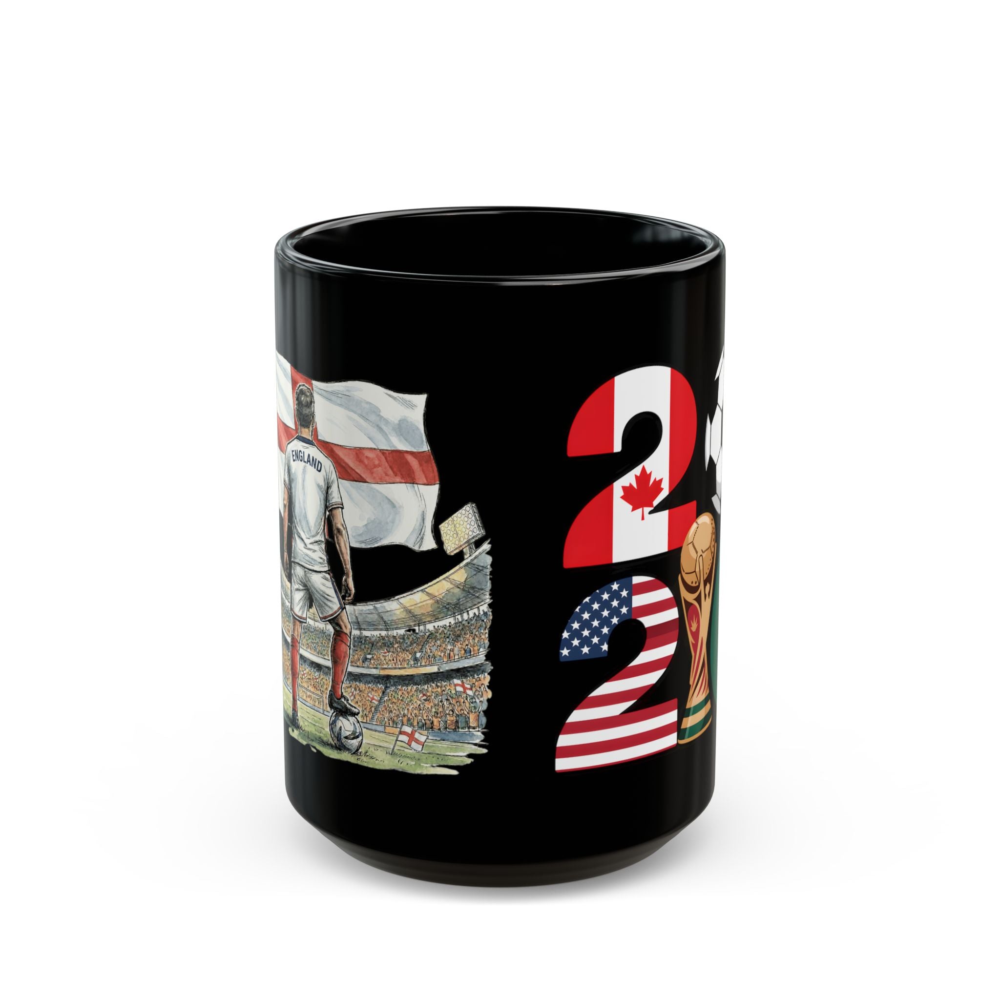 England World Cup Soccer Mug, Black Ceramic Coffee Cup, Gift For Dad