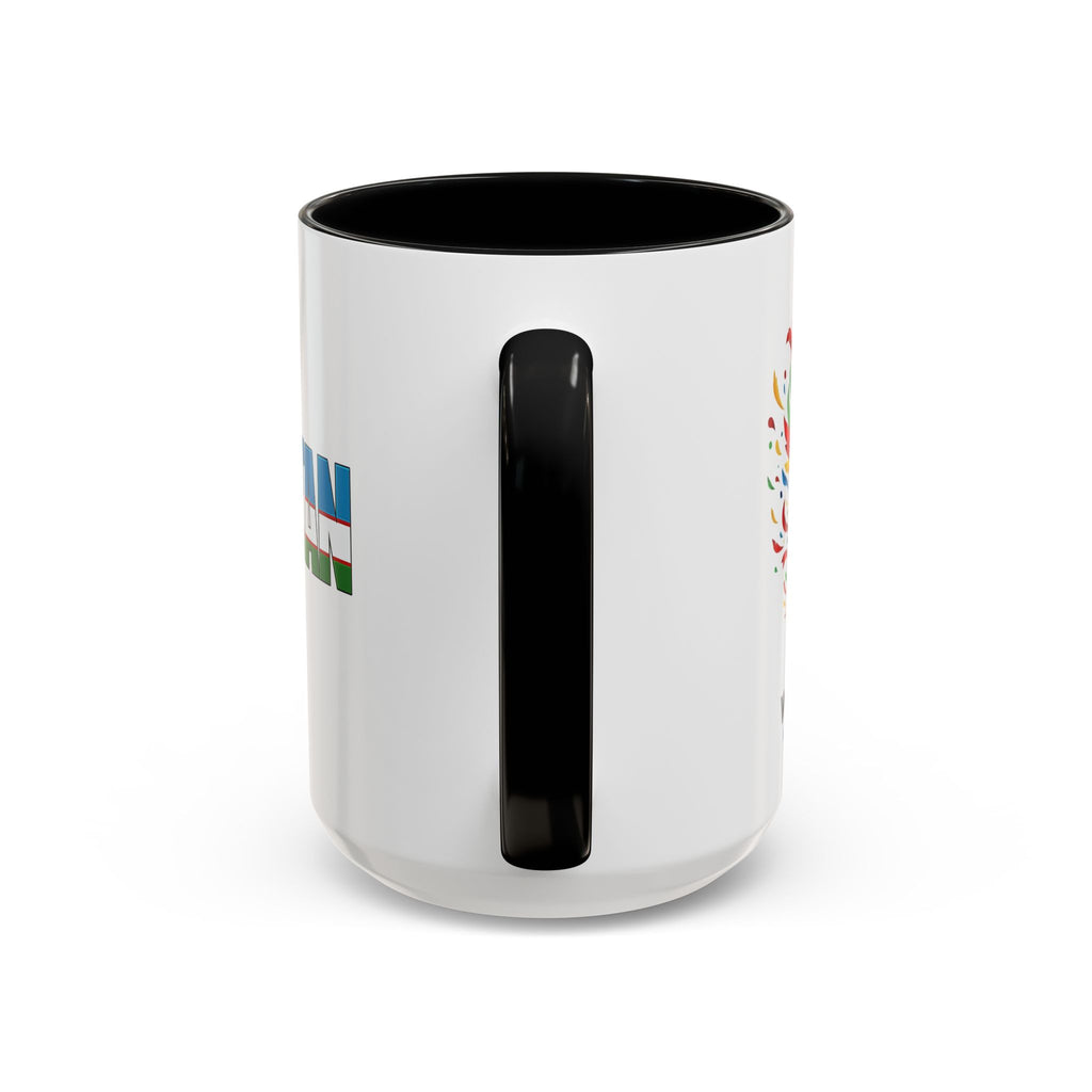 Uzbekistan Flag Typography Coffee Mug | Accent 11oz/15oz, Soccer World Cup 2026, Gift for Dad