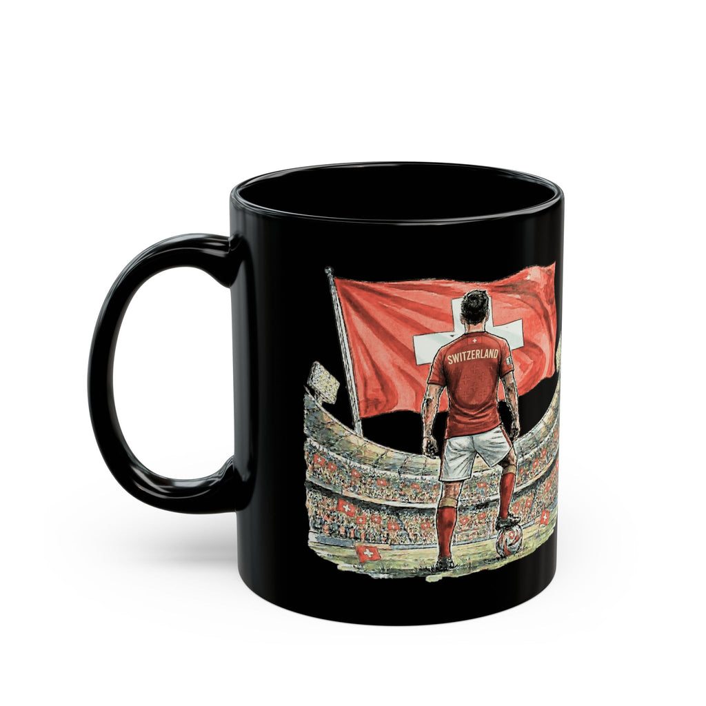 Switzerland World Cup 2026 Mug | Black Ceramic Coffee Cup, Switzerland Flag