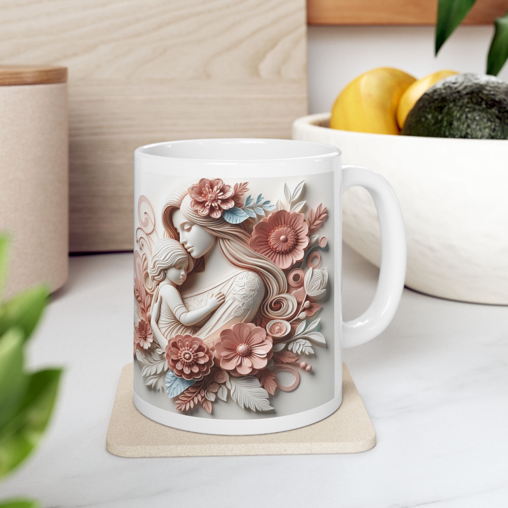 Vintage Angel Illustration Mug | Floral Cherub Ceramic Mug, Mother's Day Sale