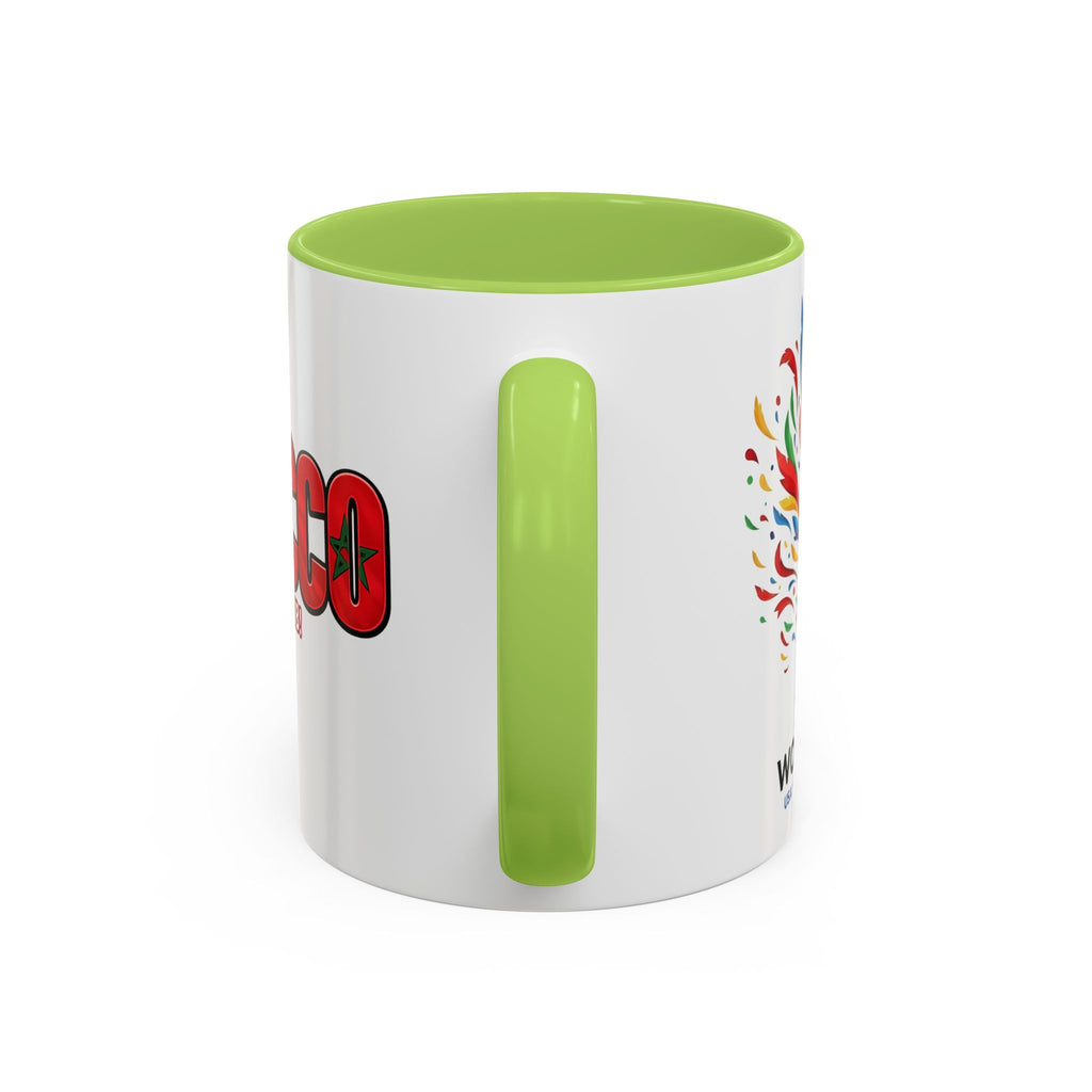 Morocco Flag Text Coffee Mug | Accent Coffee Mug (11, 15oz), World Cup 2026, Gifts for Dad