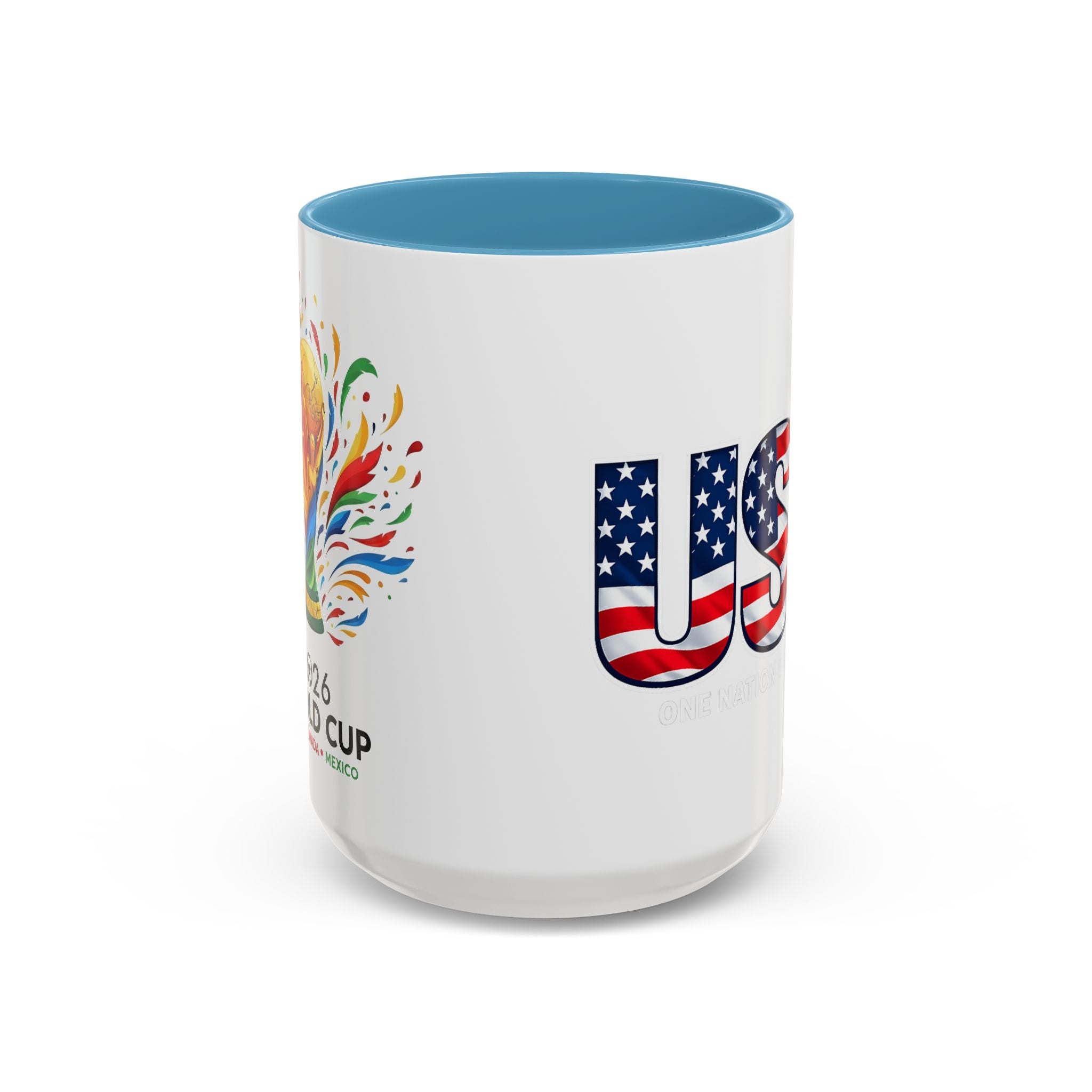USA Flag Text Accent Coffee Mug | Patriotic American Stars Stripes Mug, Soccer World Cup 2026, Gifts for Dad