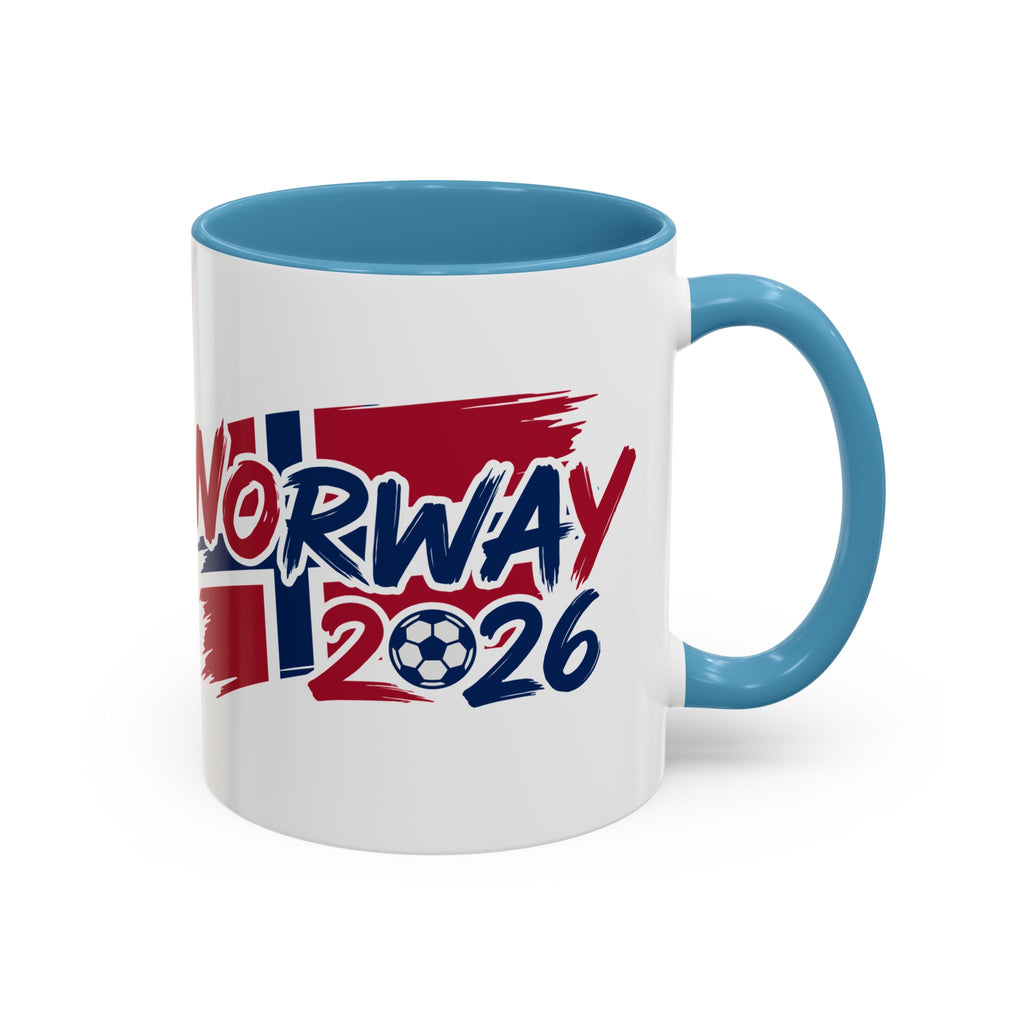 Norway 2026 Soccer Flag Accent Coffee Mug | 11oz 15oz, World Cup 2026, Gift for Dad
